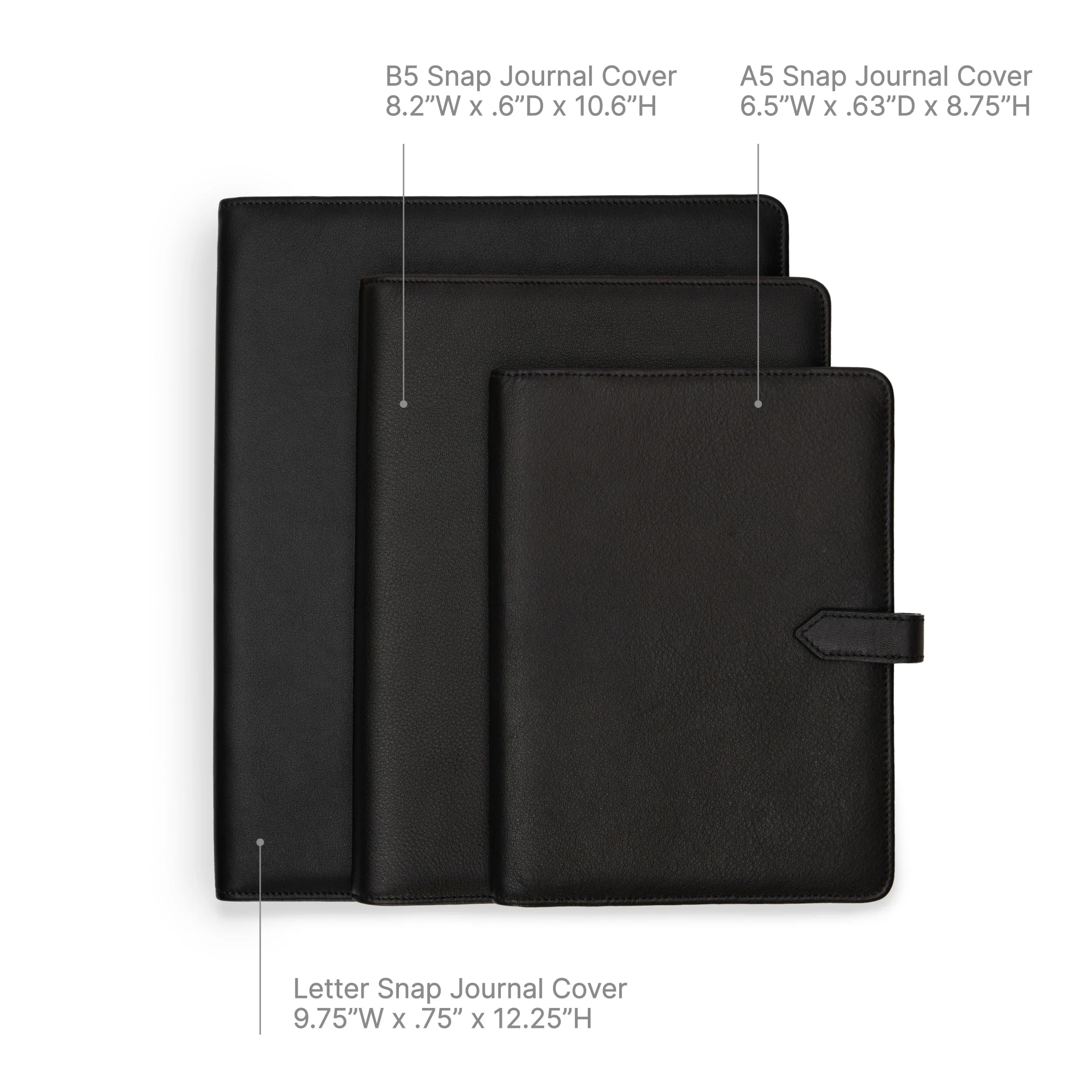 A5 Snap Spiral Journal Black Croc - Image 4