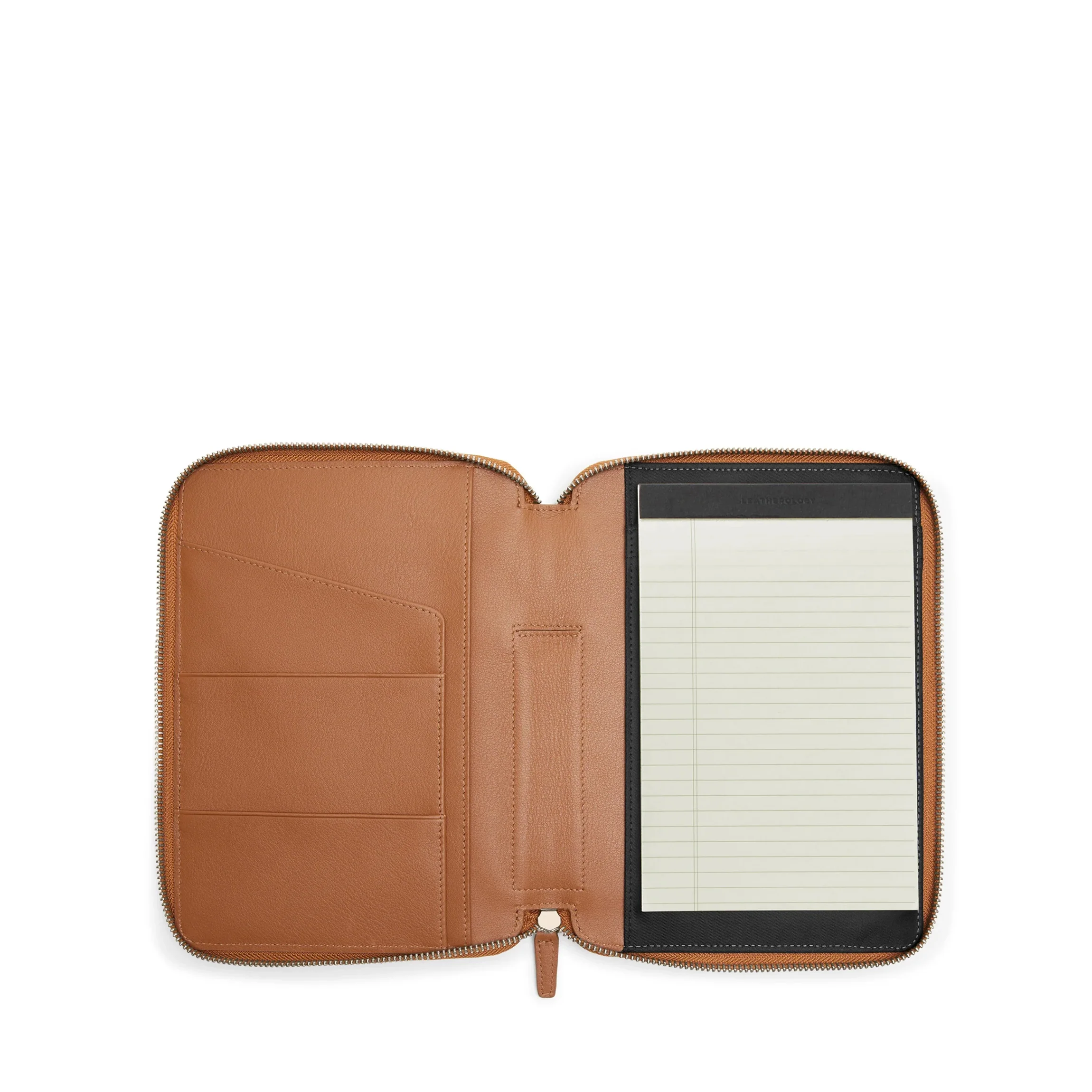 A5 Junior Zippered Padfolio Cognac