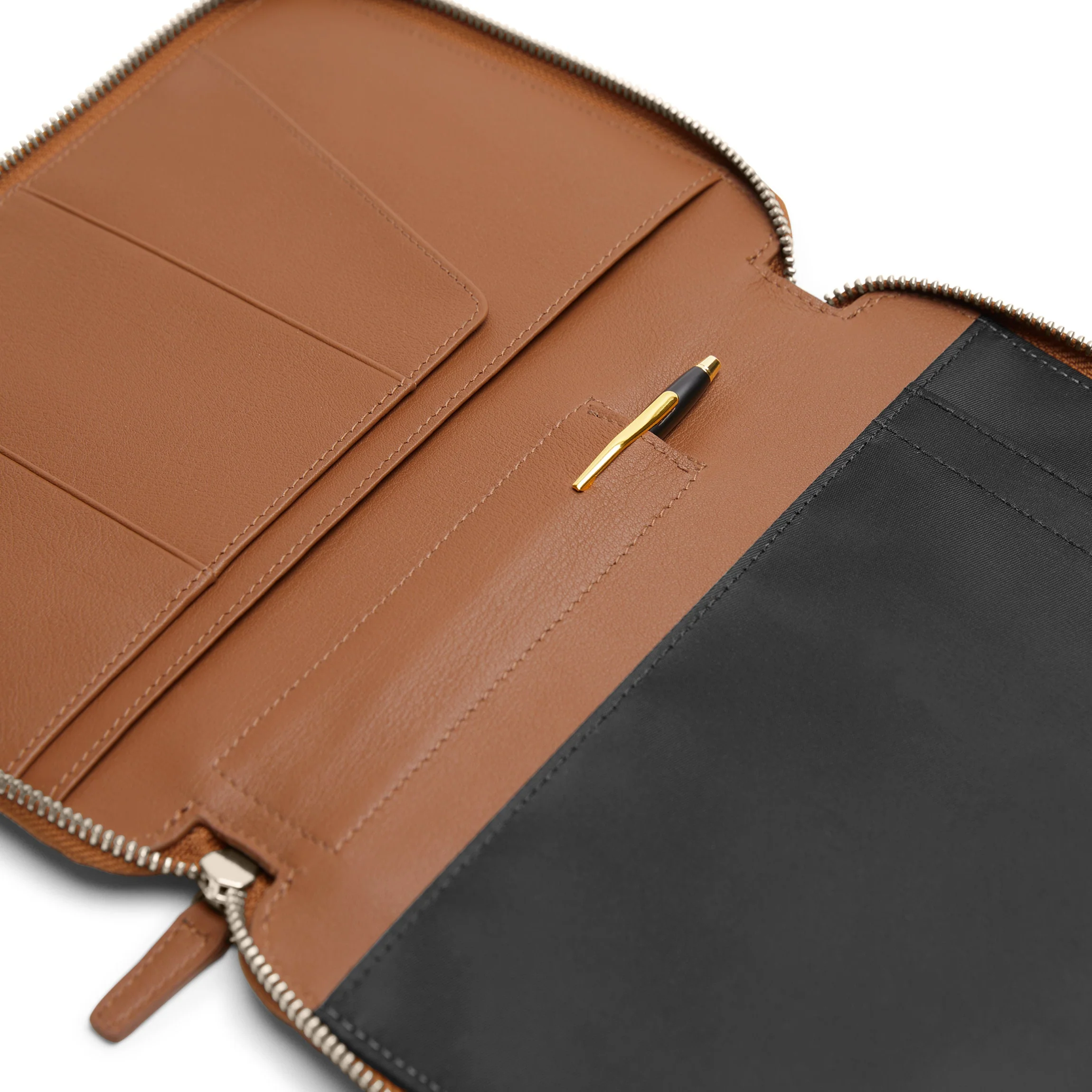 A5 Junior Zippered Padfolio Cognac - Image 3