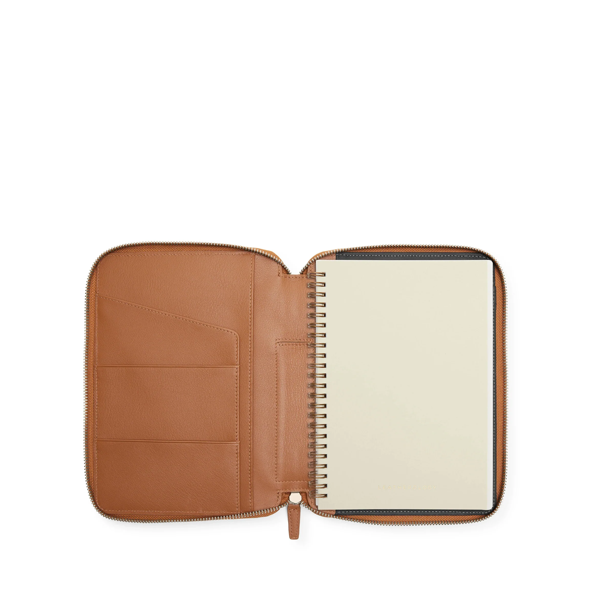 A5 Zippered Spiral Journal Cognac