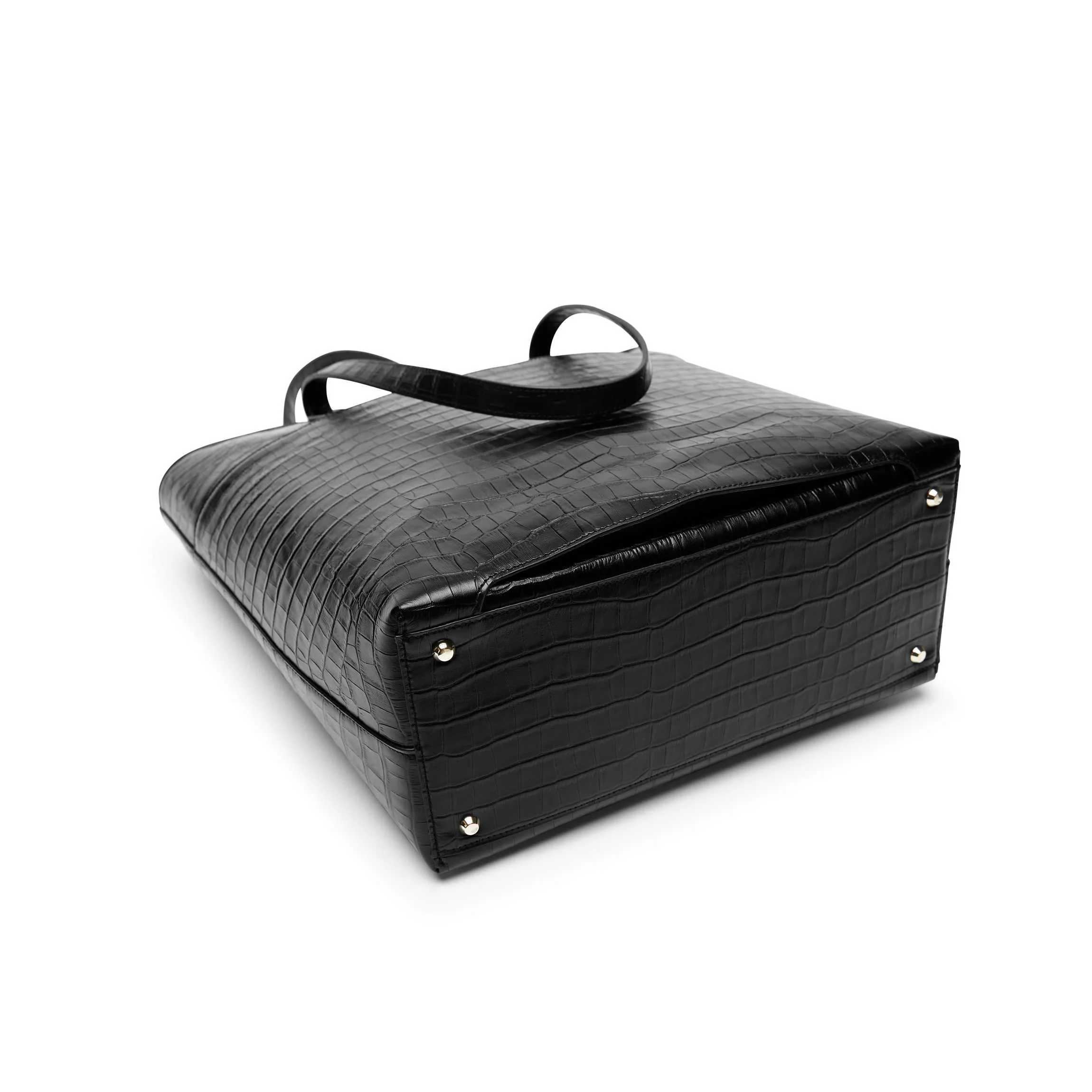 Alex Vertical Work Tote Black Croc - Image 10