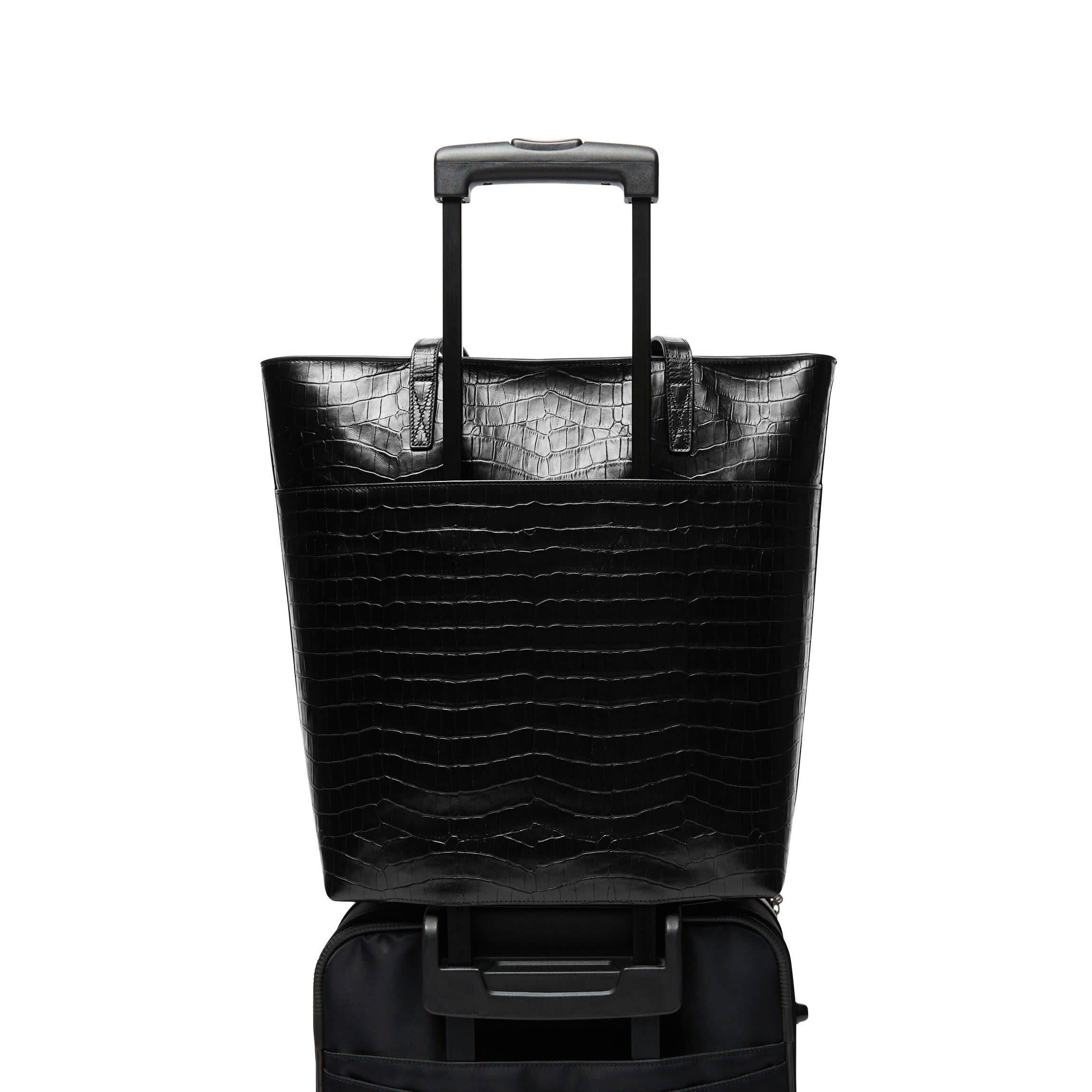 Alex Vertical Work Tote Black Croc - Image 4
