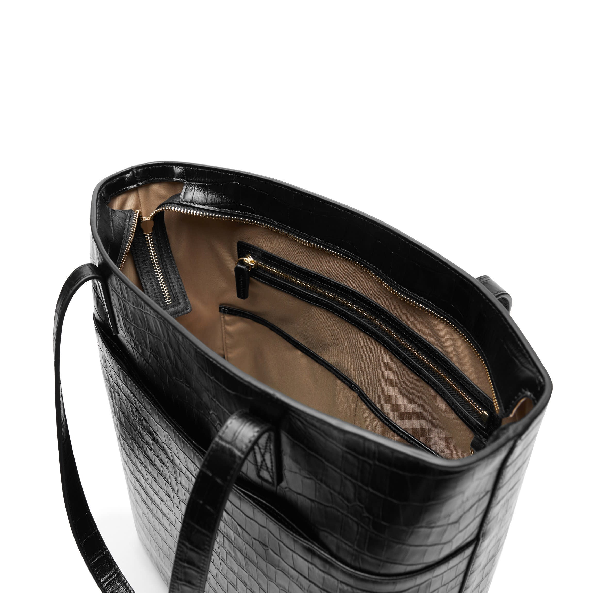 Alex Vertical Work Tote Black Croc - Image 7