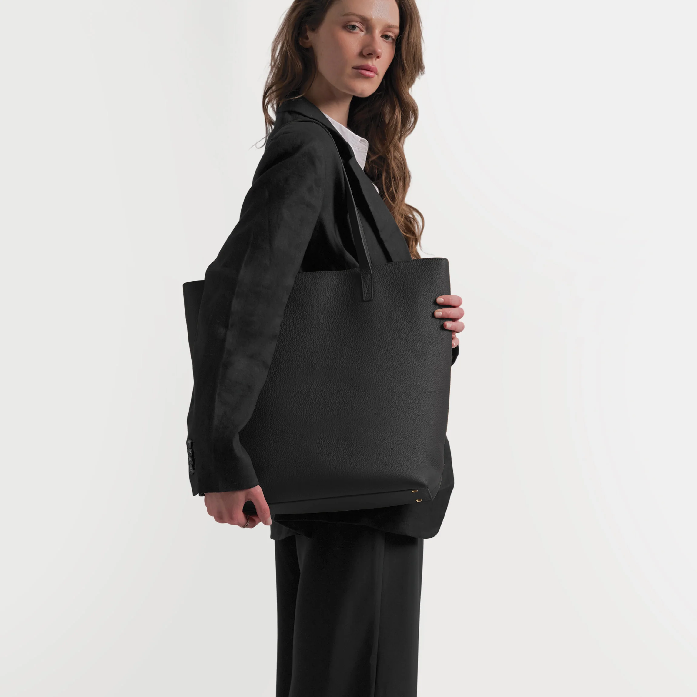 Alex Vertical Work Tote Black Pebble - Image 2