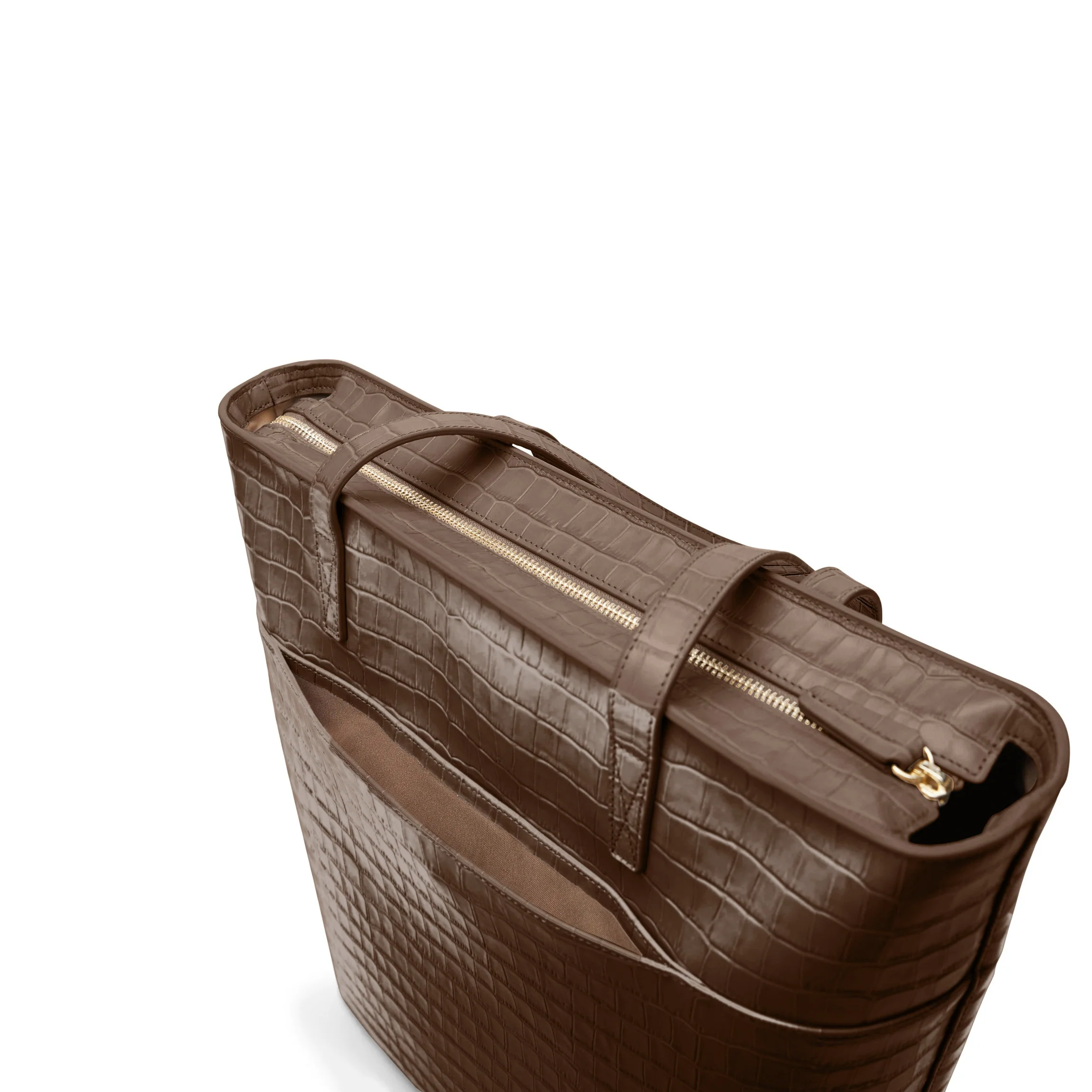 Alex Vertical Work Tote Cocoa Croc - Image 7