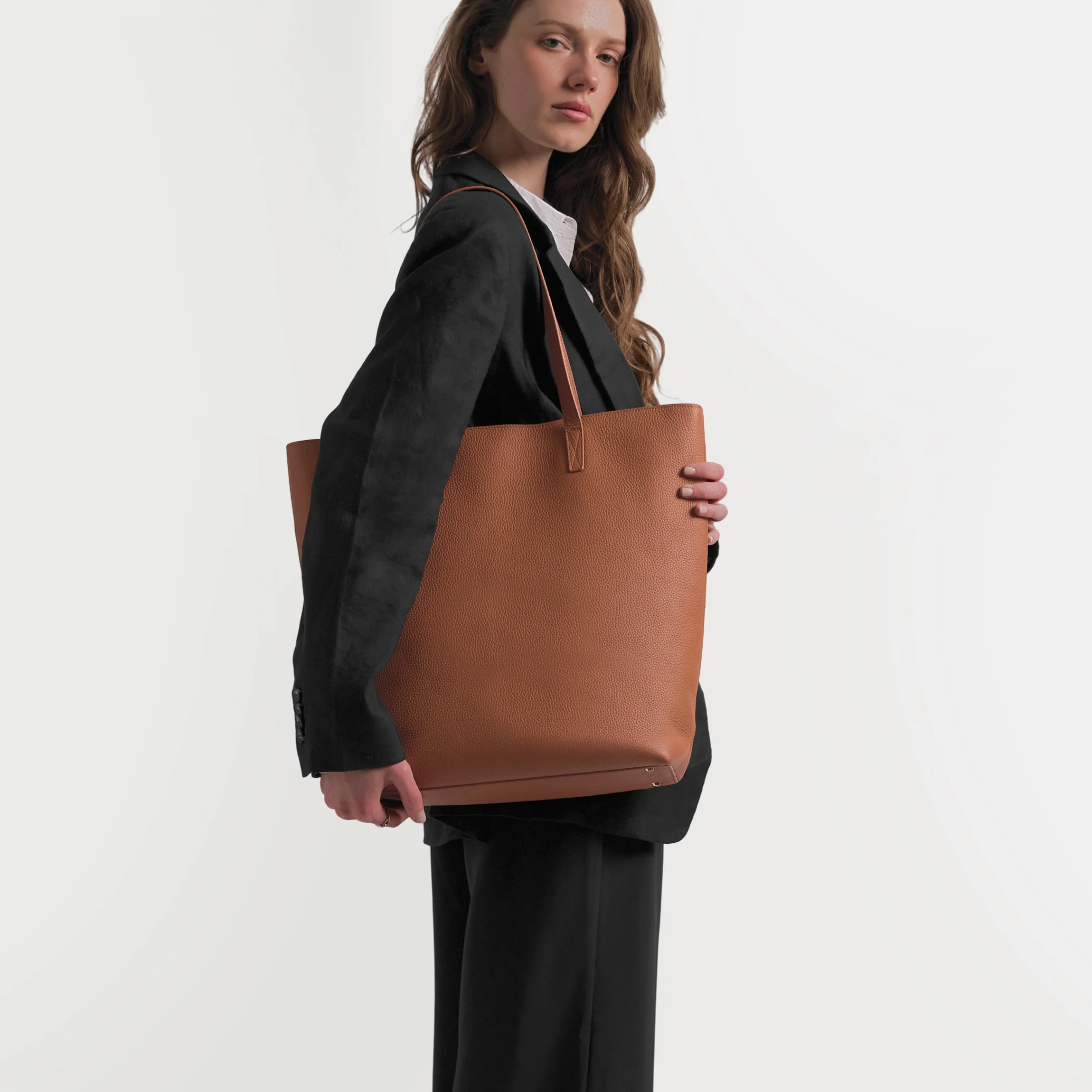 Alex Vertical Work Tote Saddle Brown - Image 2