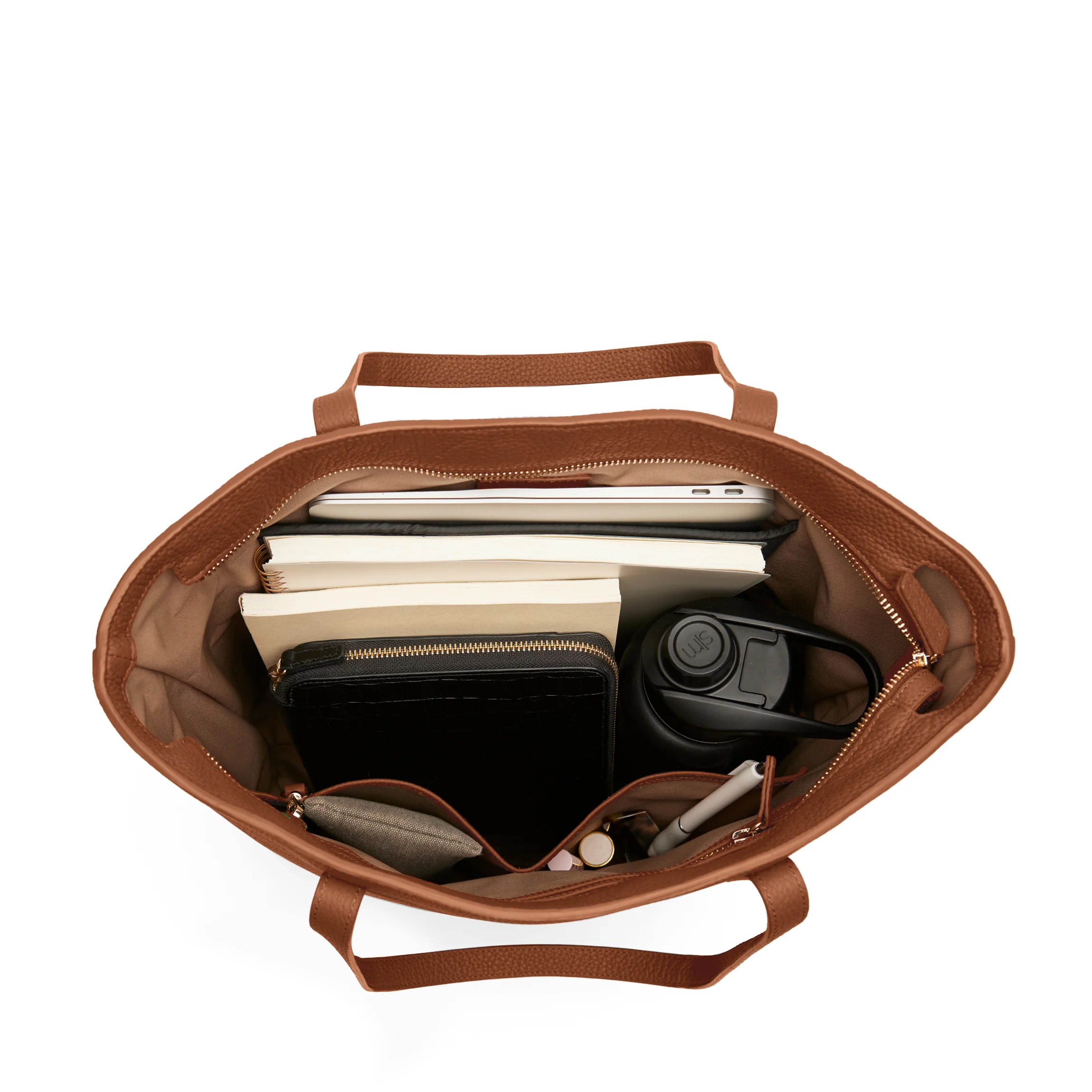 Alex Vertical Work Tote Saddle Brown - Image 6