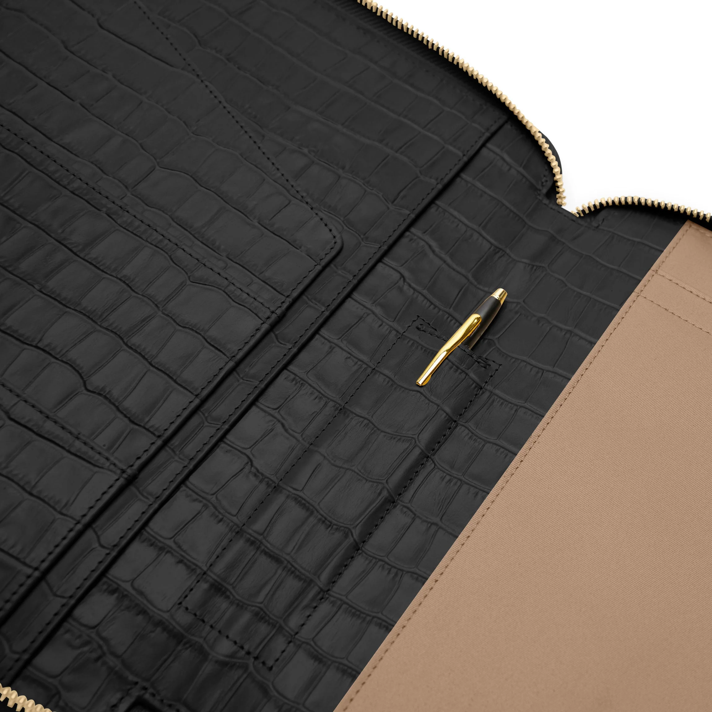 B5 Composition Zippered Spiral Journal Black Croc - Image 3