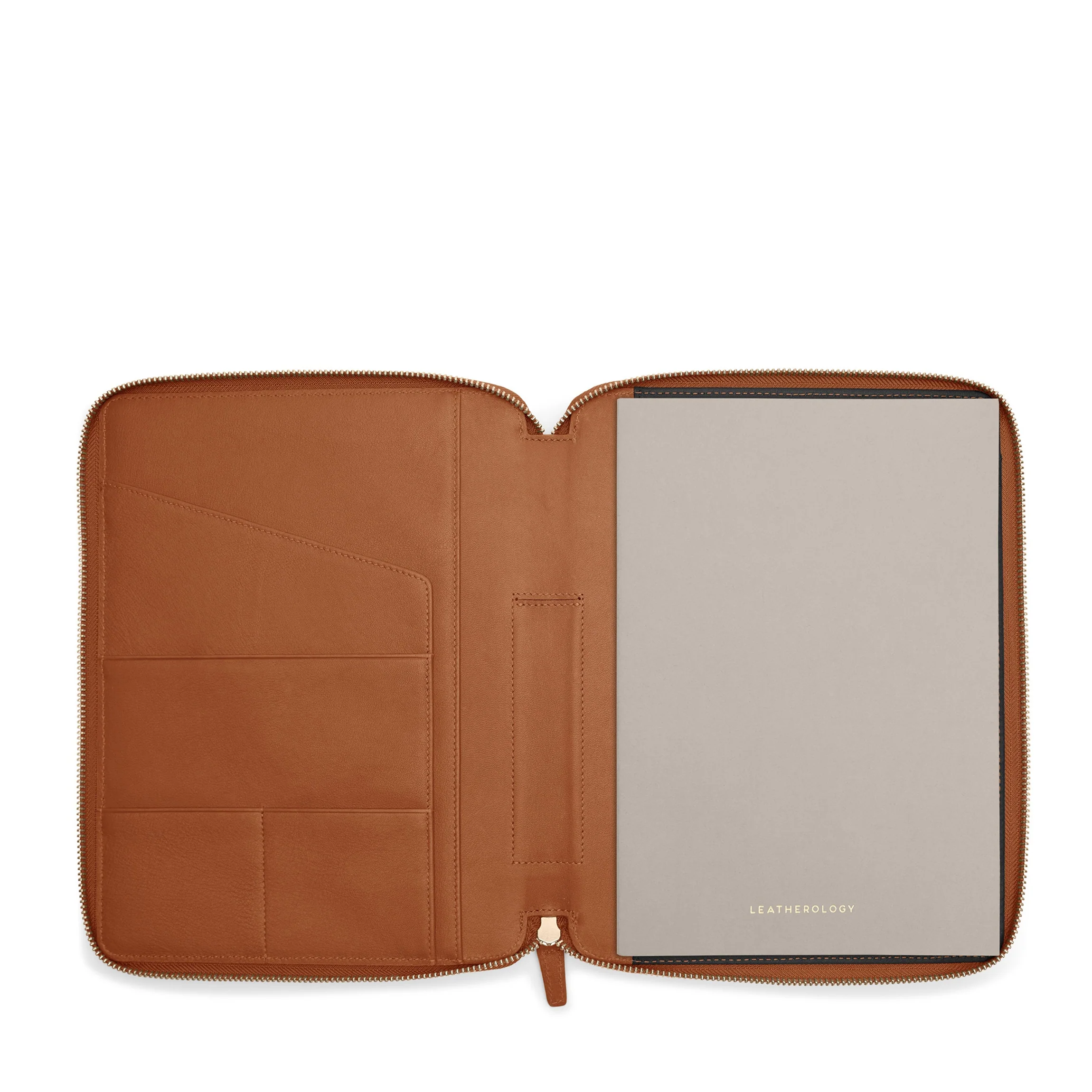 B5 Composition Zippered Journal Cognac