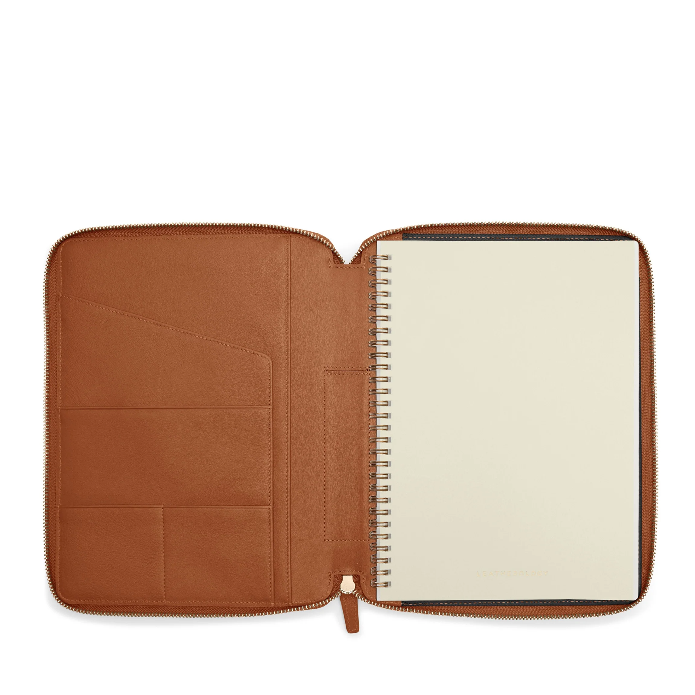 B5 Composition Zippered Spiral Journal Cognac