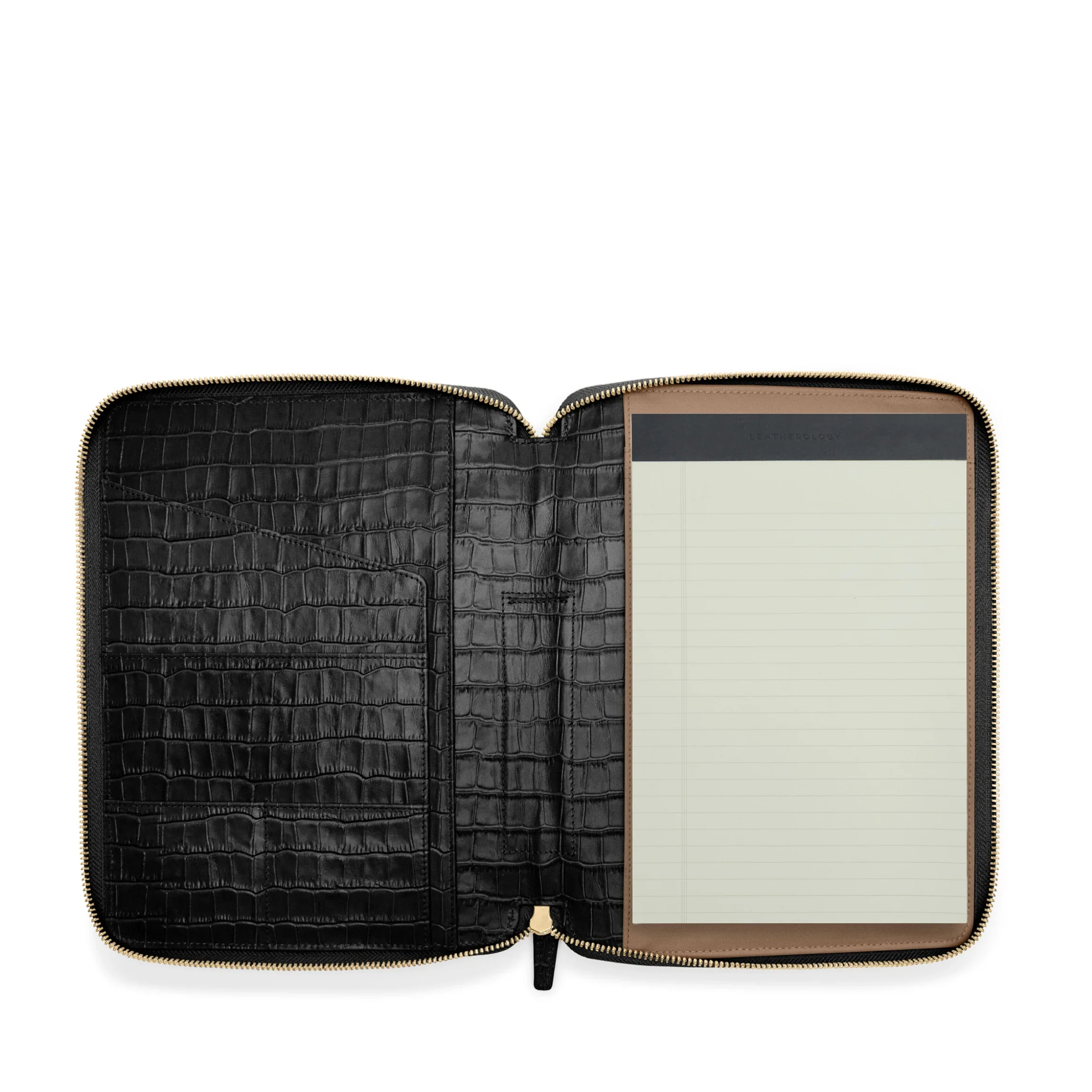 B5 Zippered Padfolio Black Croc