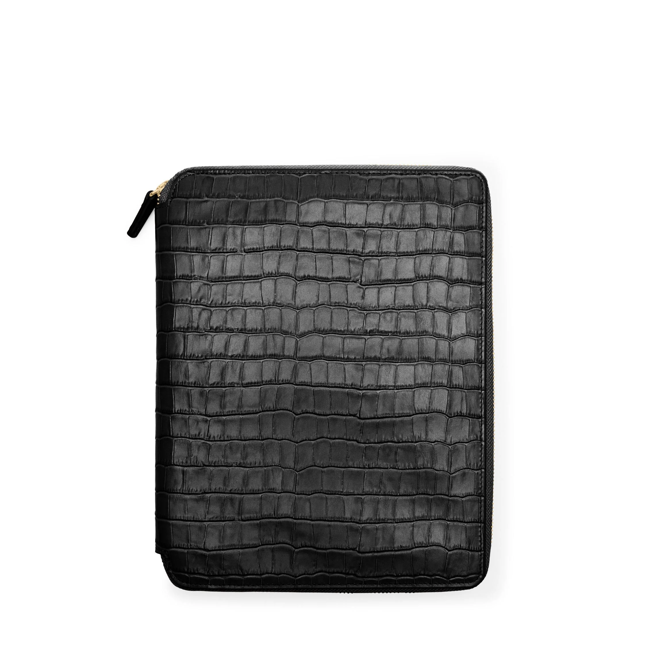 B5 Zippered Padfolio Black Croc - Image 2