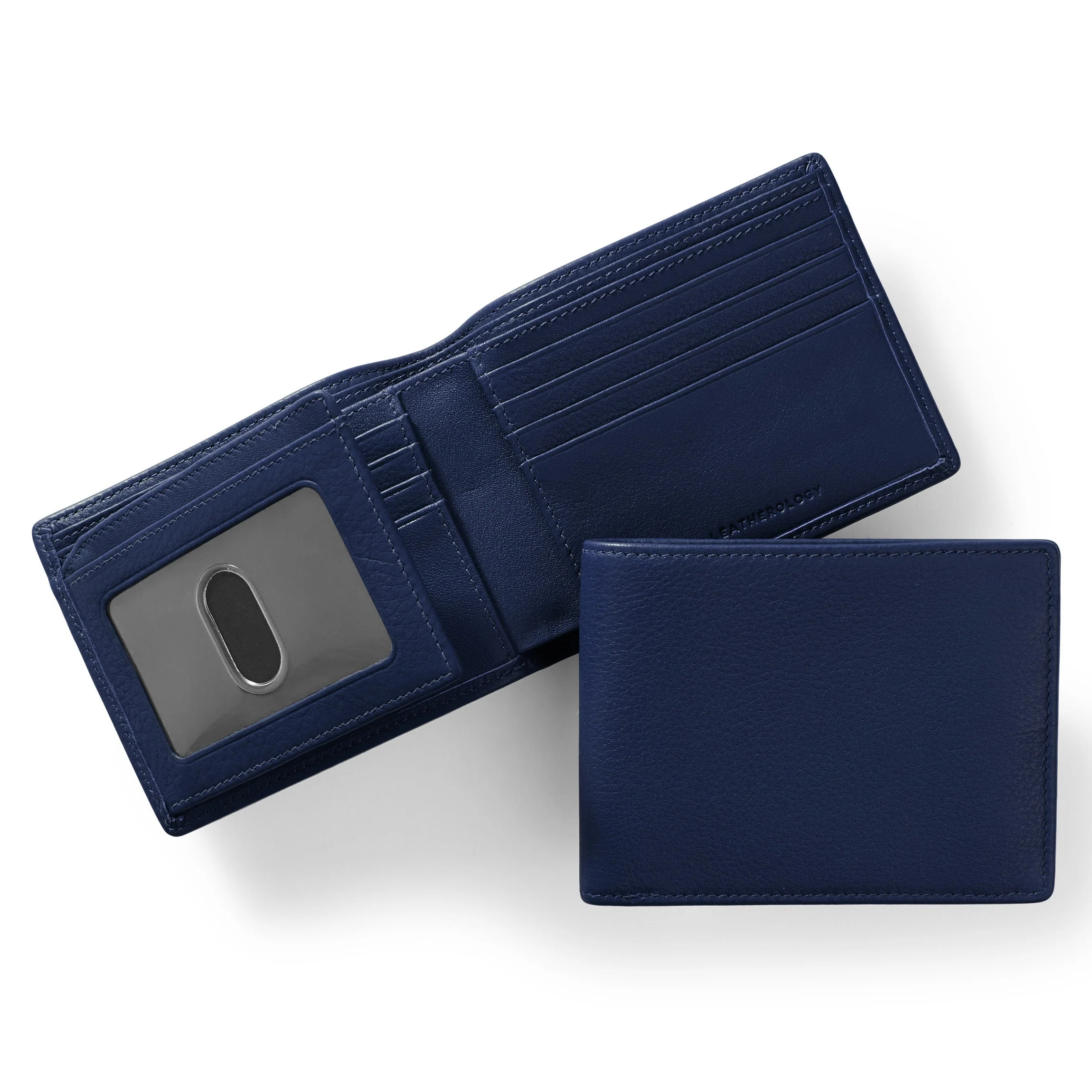 Bifold Wallet with Flap Navy Blue