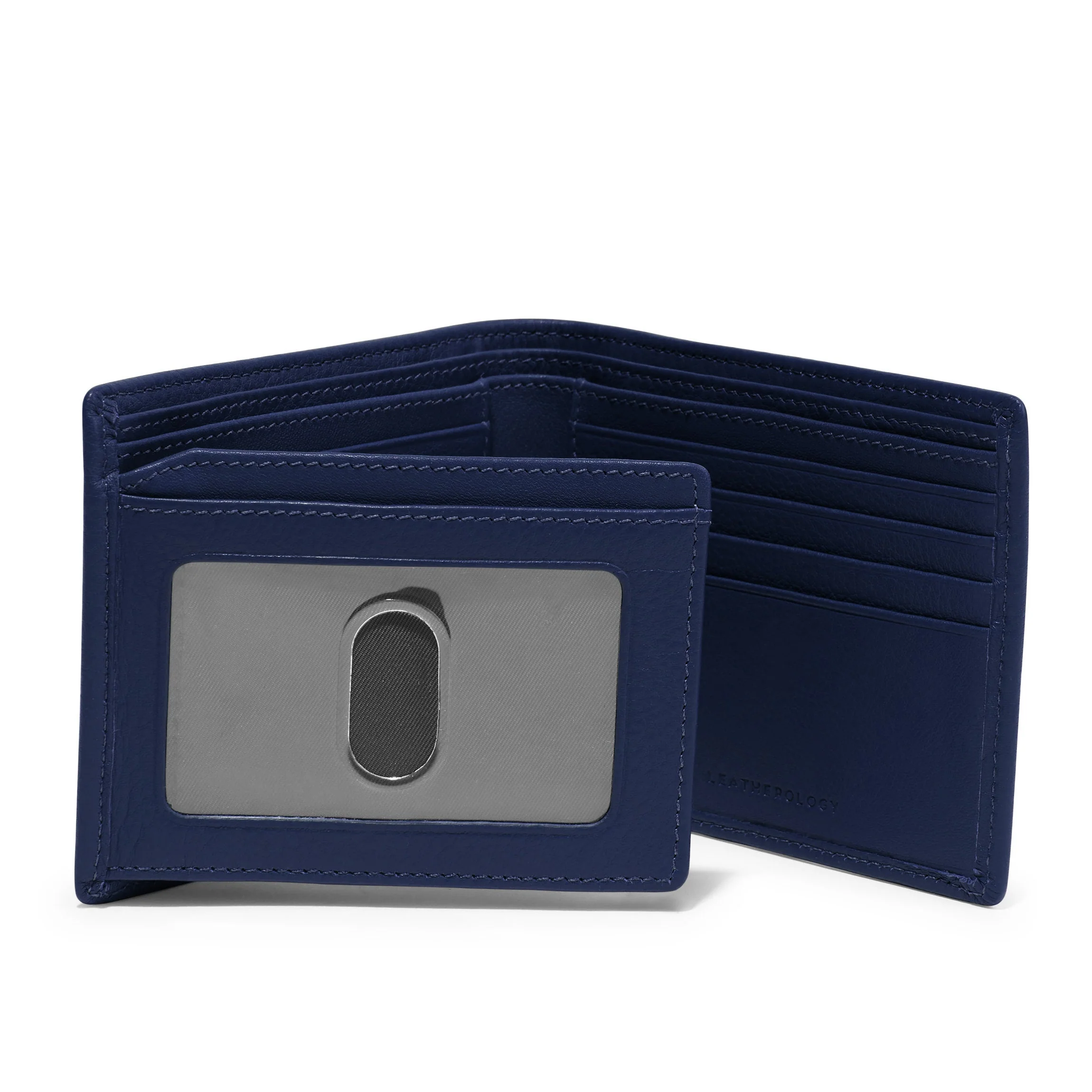 Bifold Wallet with Flap Navy Blue - Image 5