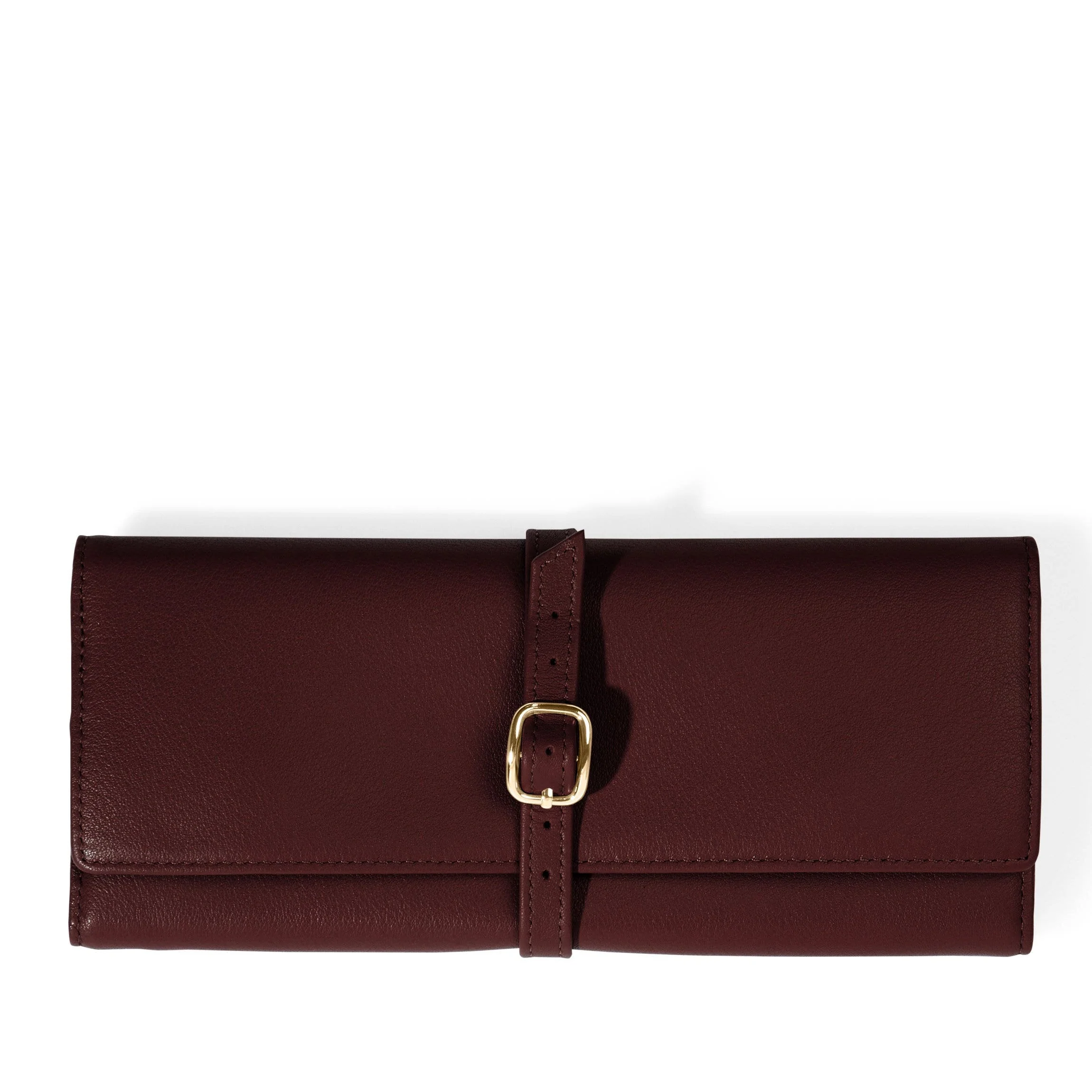 Buckled Jewelry Roll Bordeaux