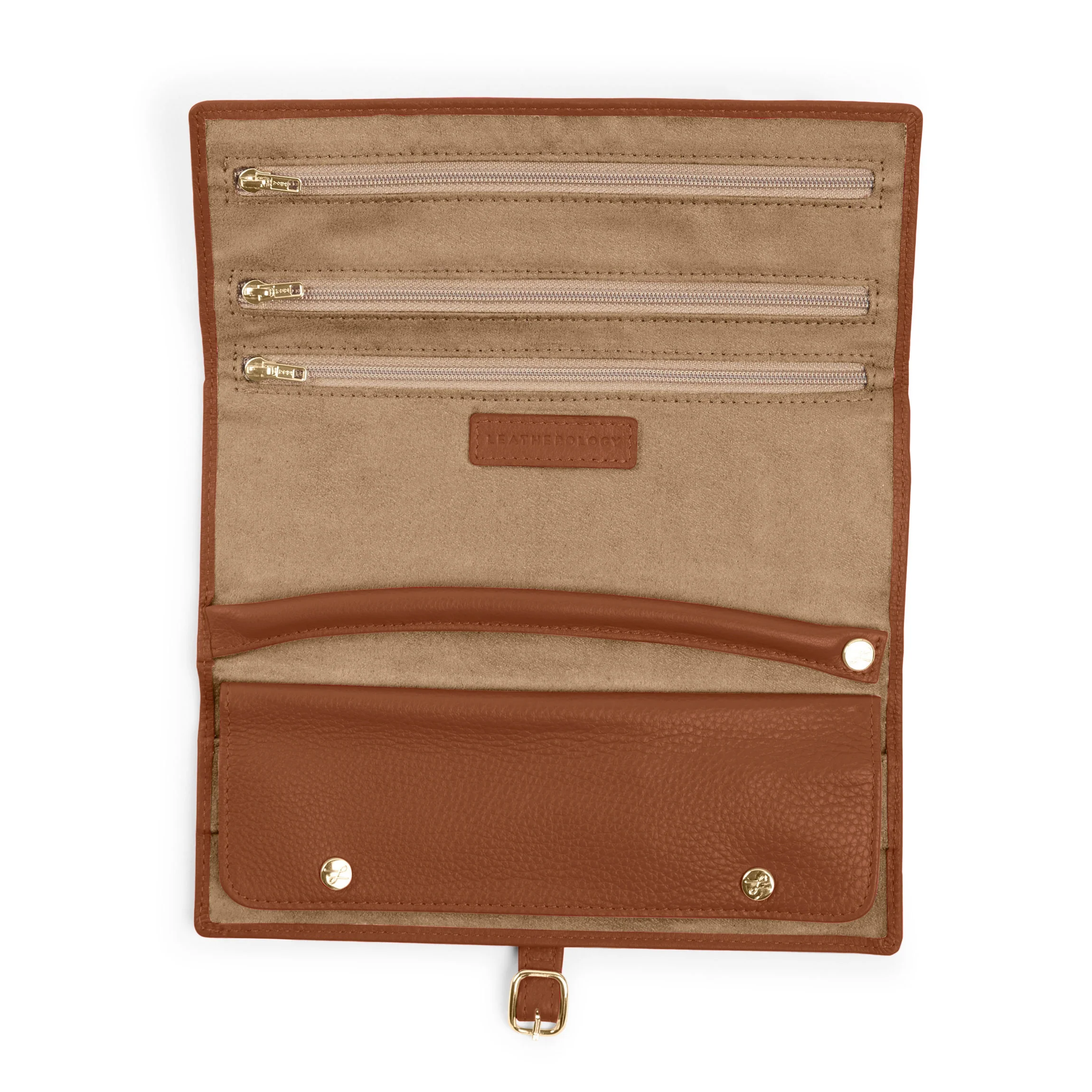 Buckled Jewelry Roll Saddle Brown - Image 3