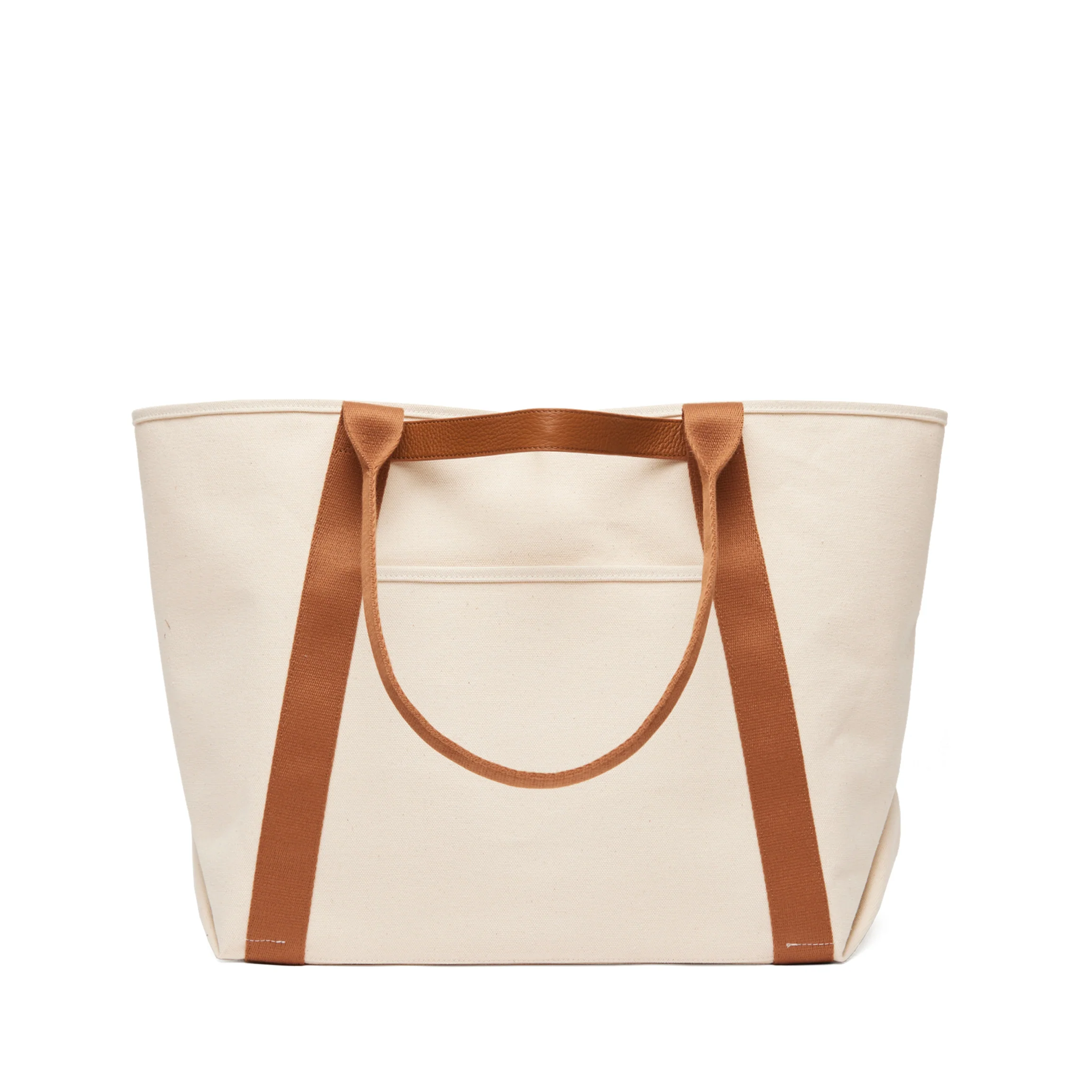 Canvas Beach Tote Natural Canvas/Saddle Brown - Image 4