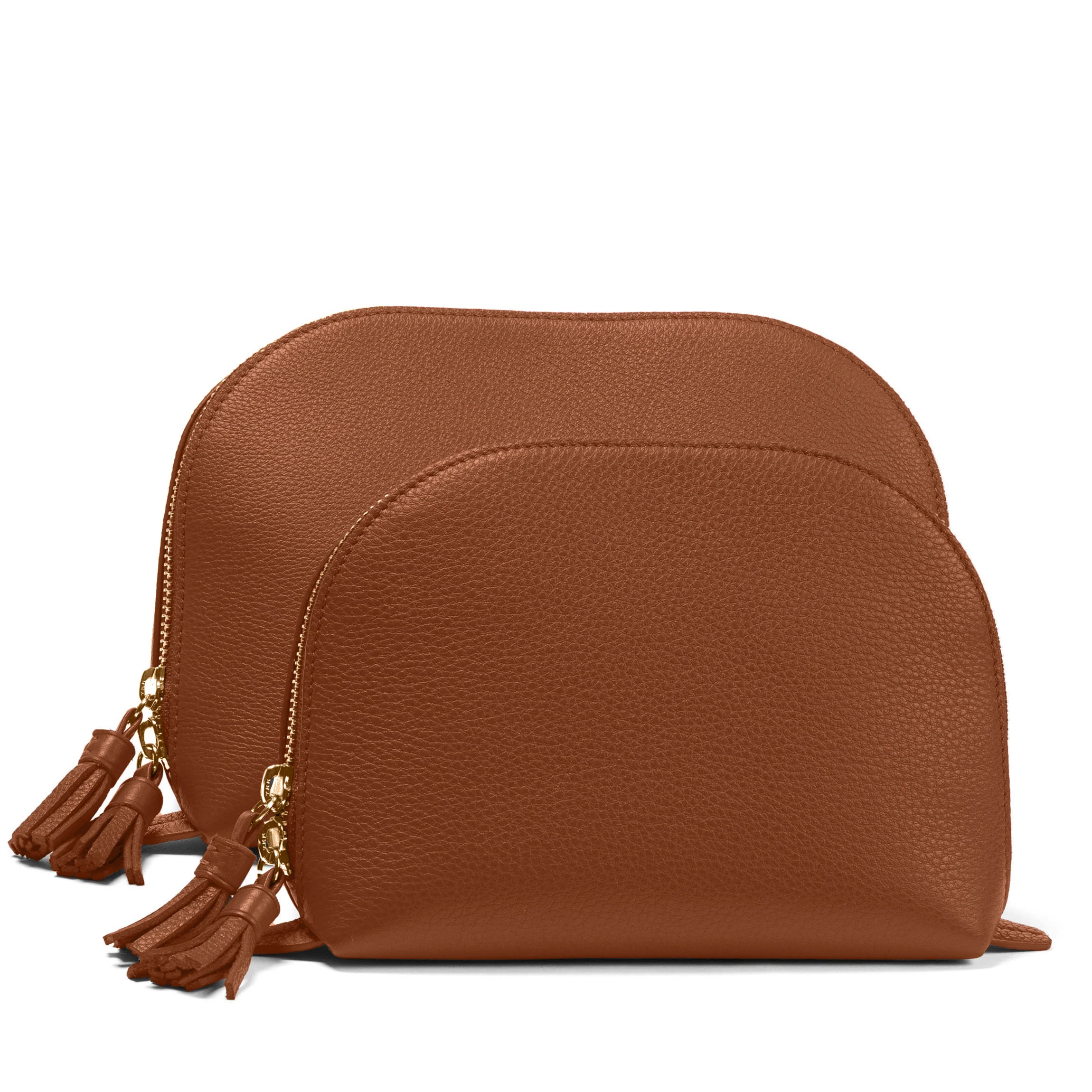 Clamshell Makeup Bag Set Saddle Brown