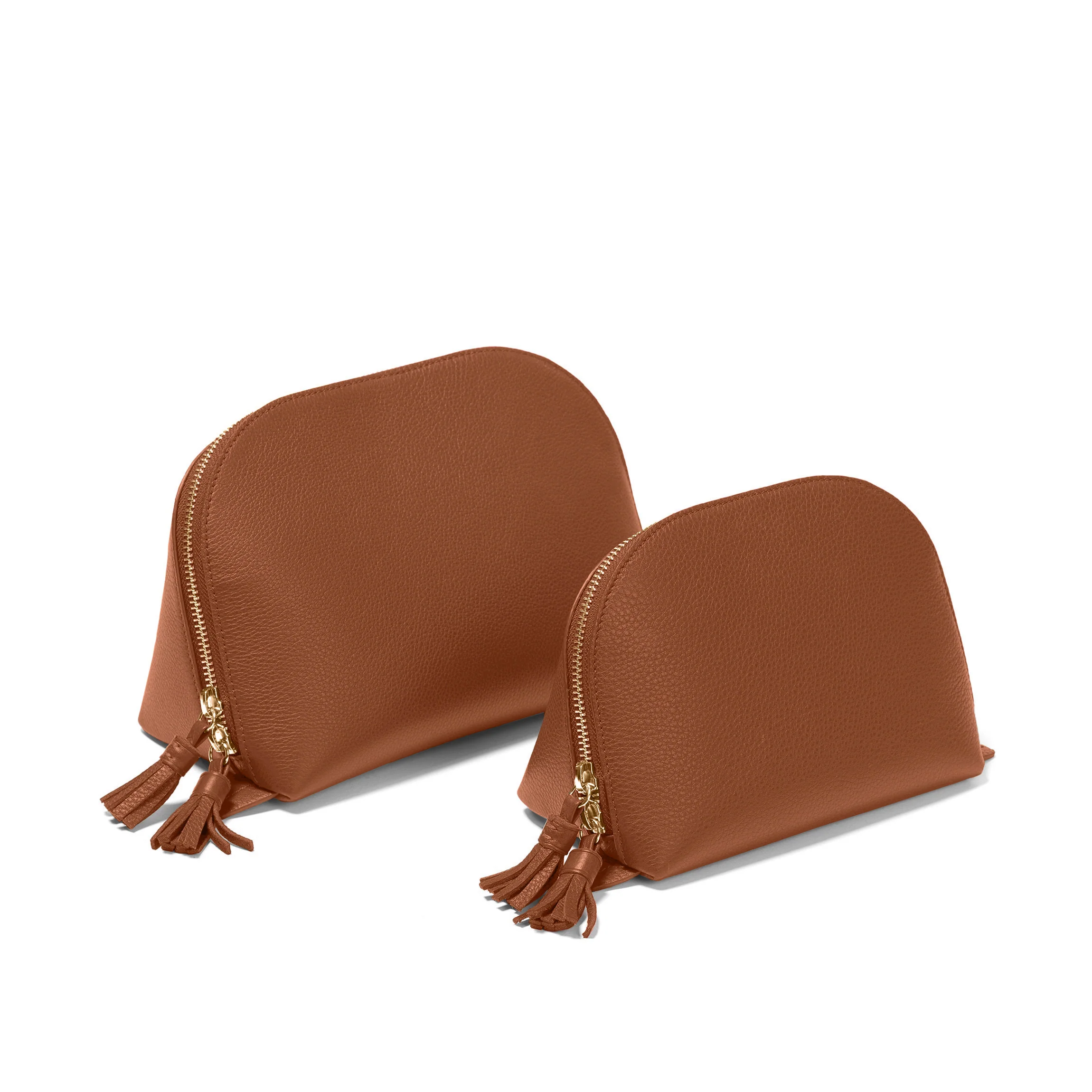 Clamshell Makeup Bag Set Saddle Brown - Image 2