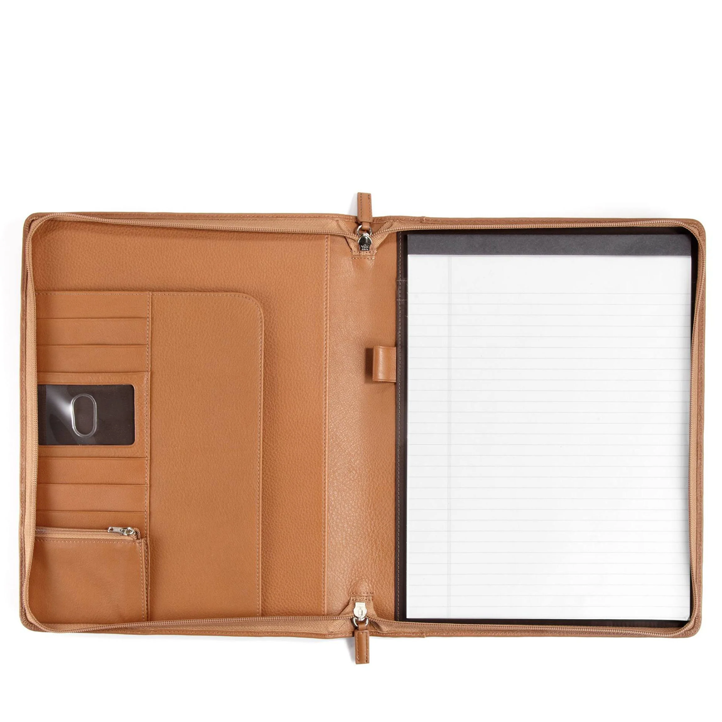 Classic Zippered Padfolio Cognac