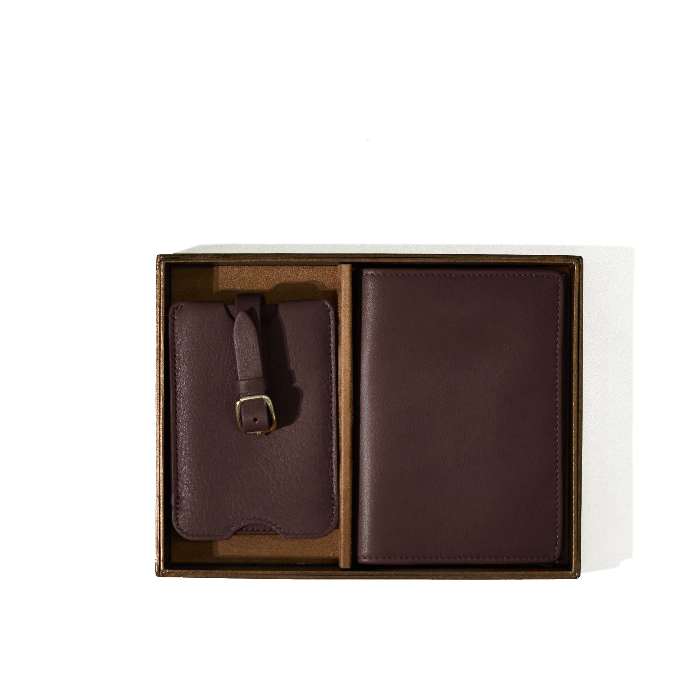 Deluxe Passport Cover + Luggage Tag Set Brown - Image 4