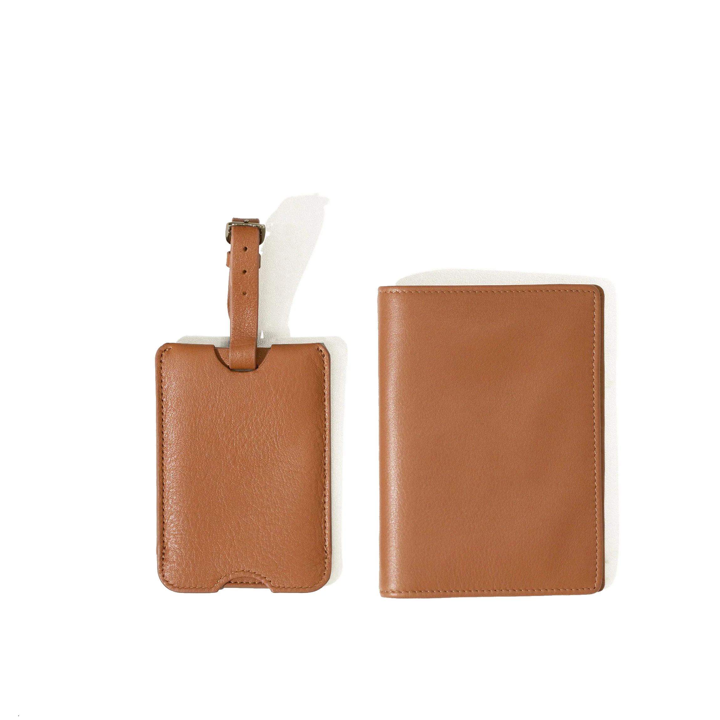 Deluxe Passport Cover + Luggage Tag Set Cognac - Image 4