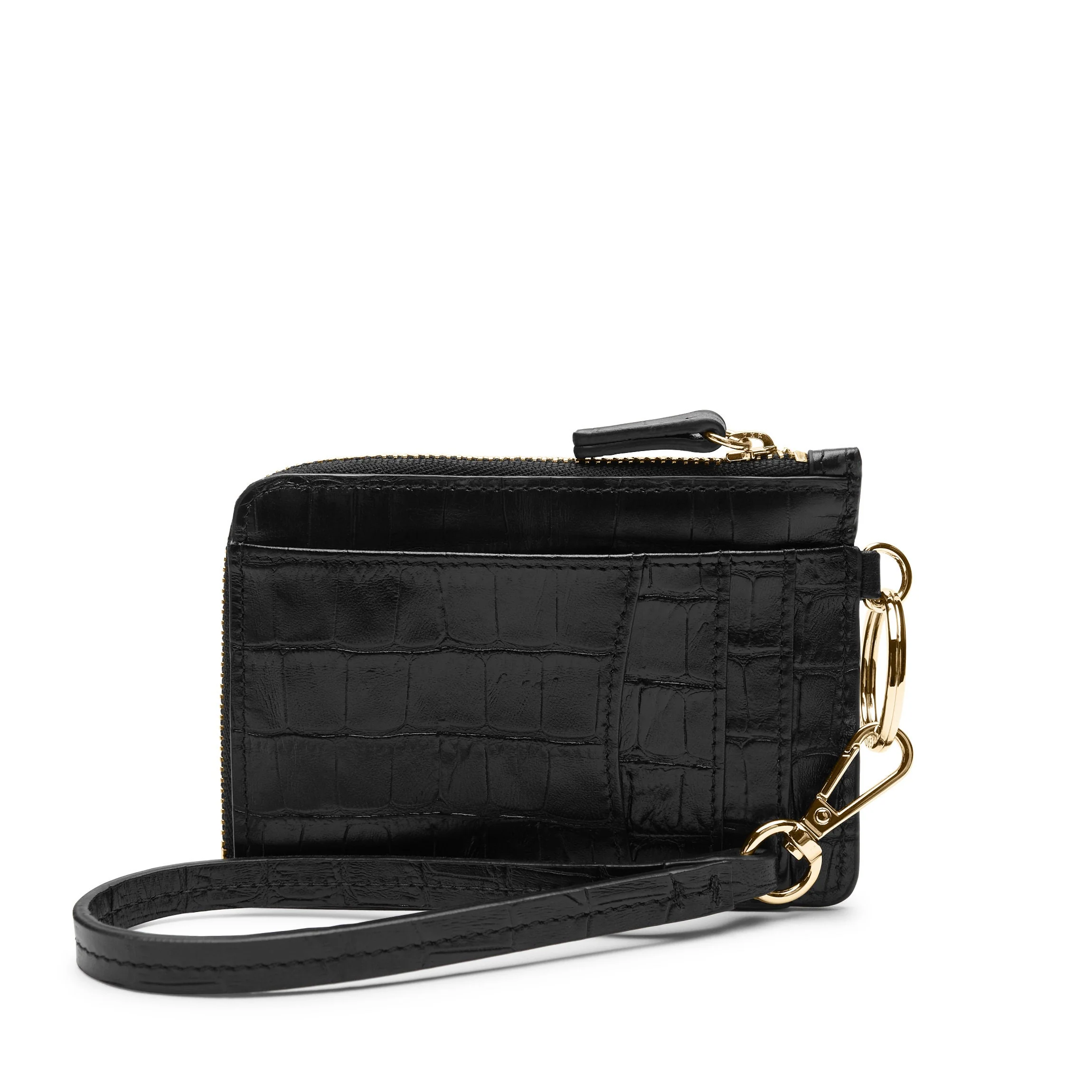 Devon Wristlet Black Croc