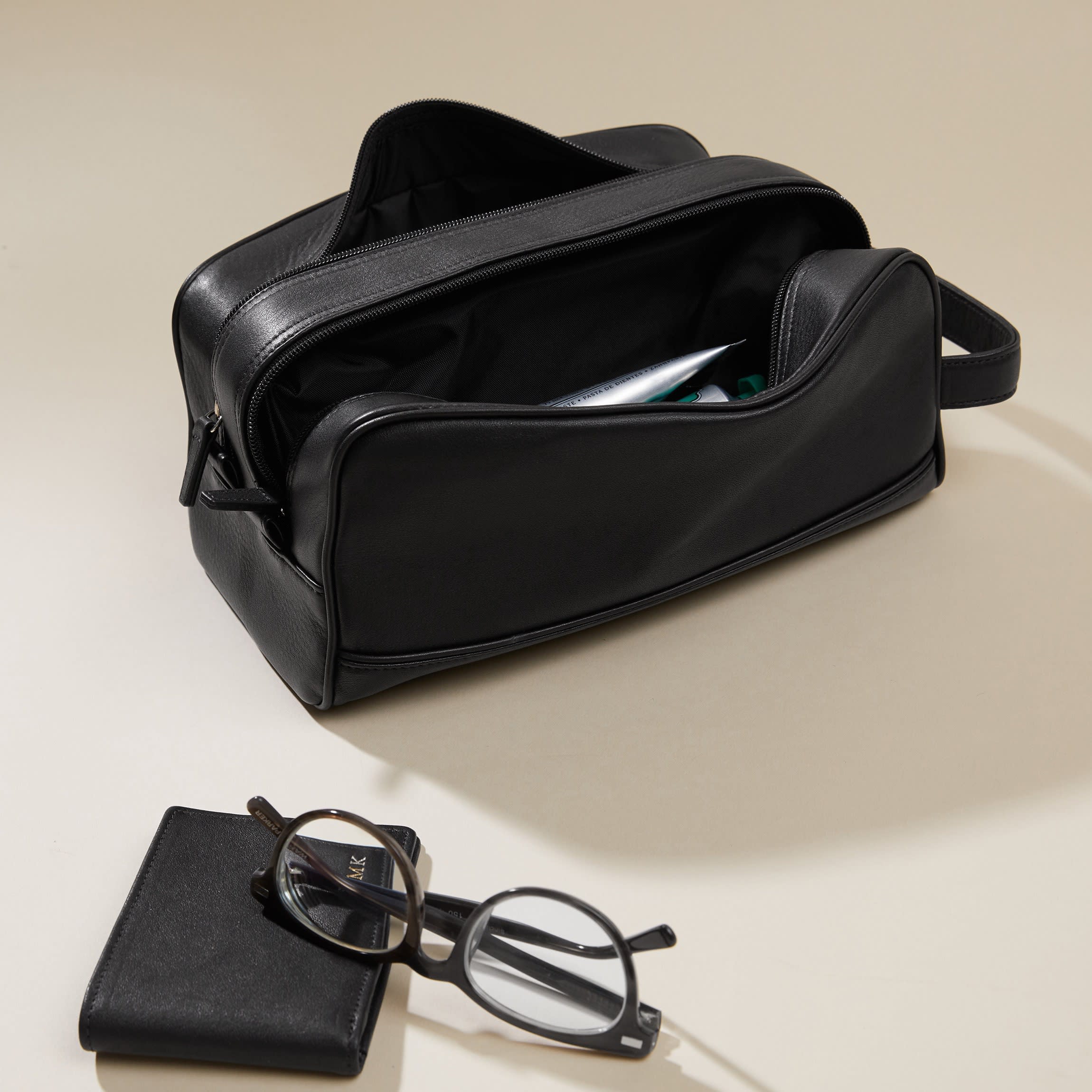 Double Zip Toiletry Bag Black Onyx - Image 3