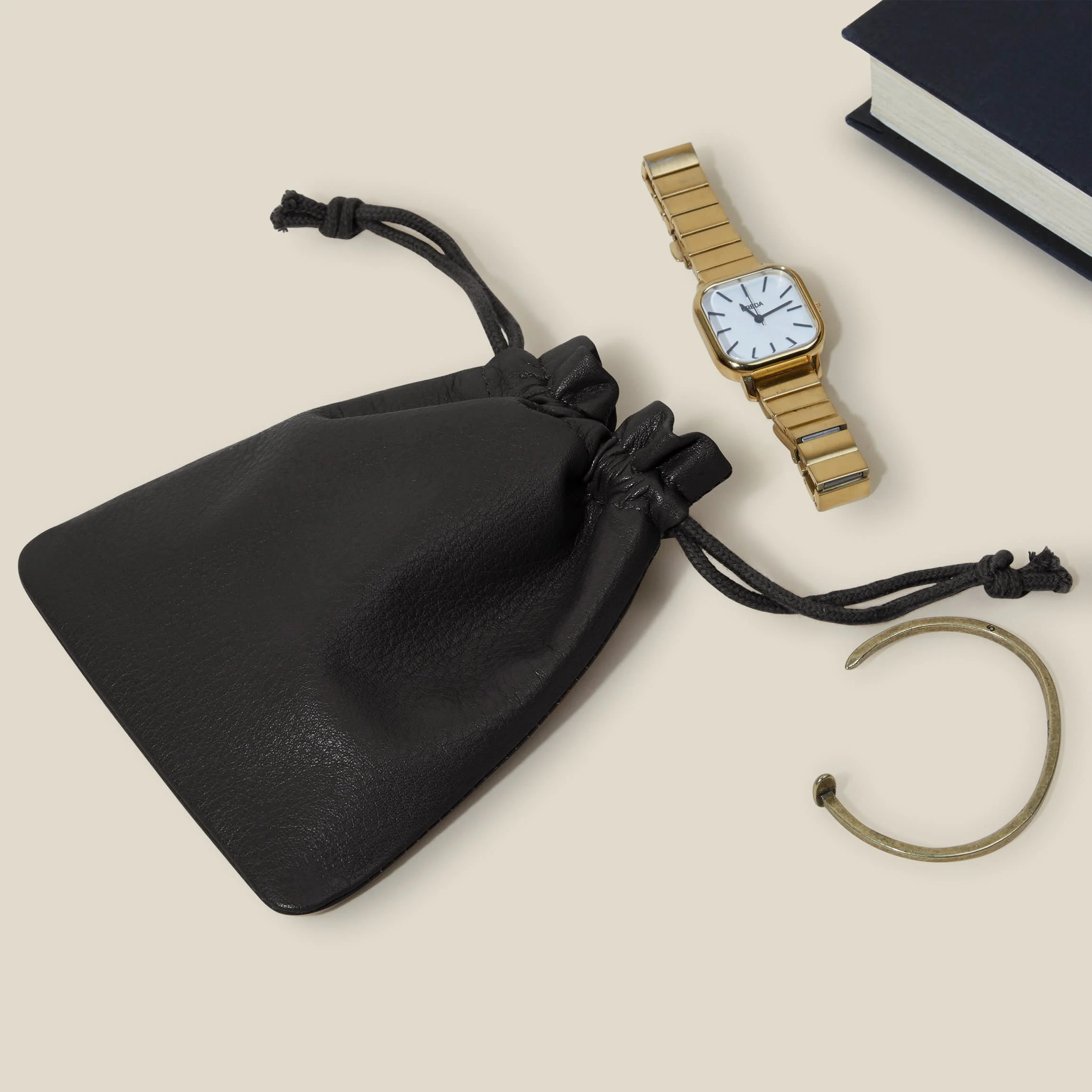 Flat Drawstring Pouch Black Onyx - Image 2