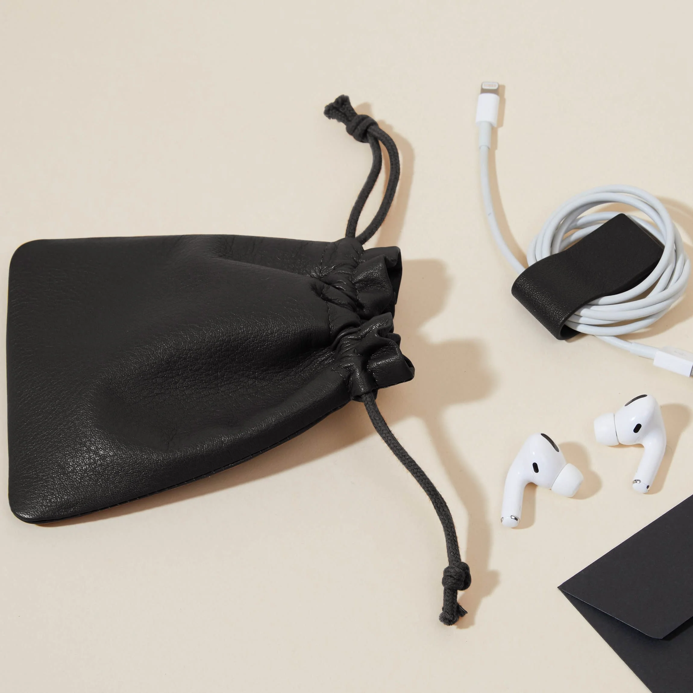 Flat Drawstring Pouch Black Onyx - Image 3
