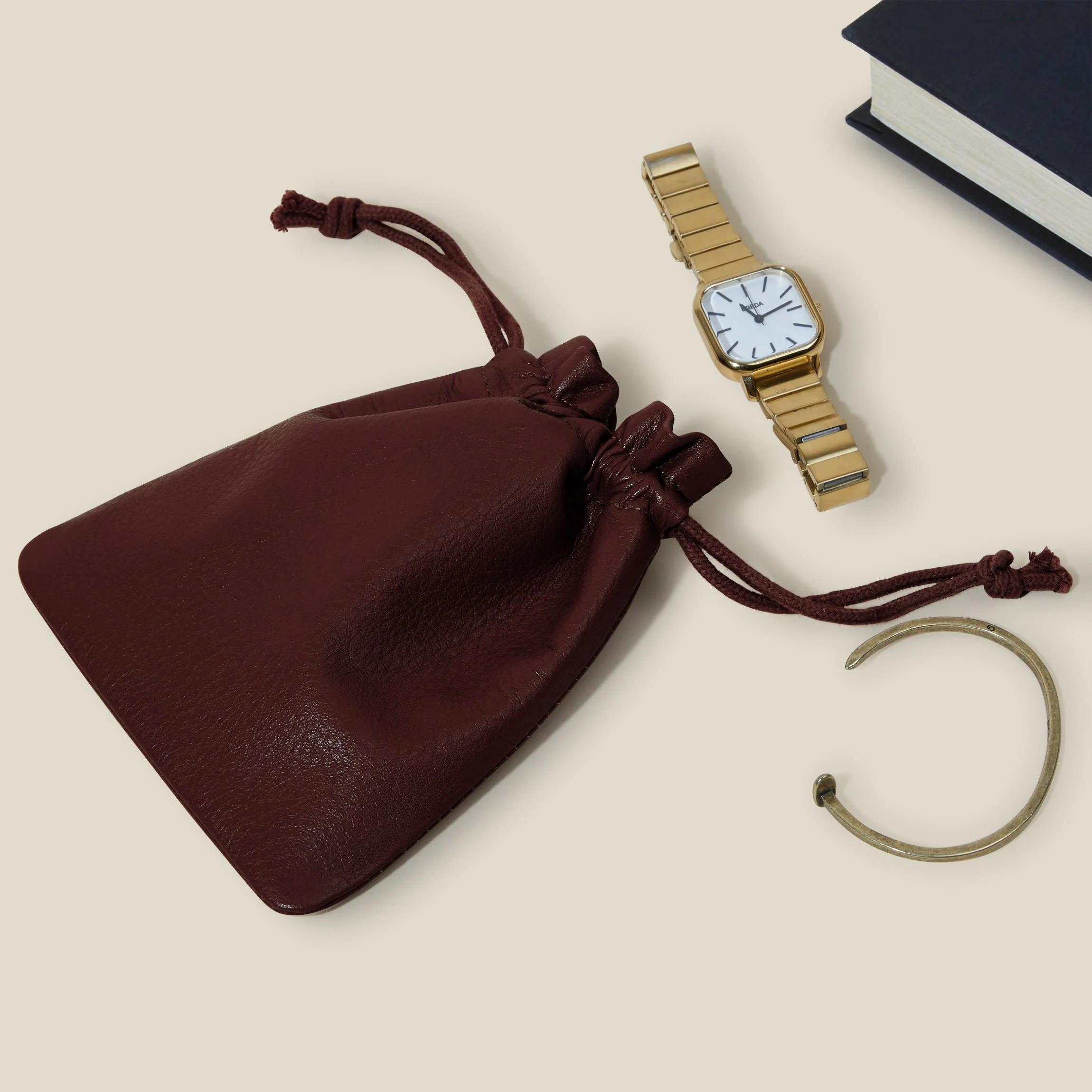 Flat Drawstring Pouch Bordeaux - Image 2