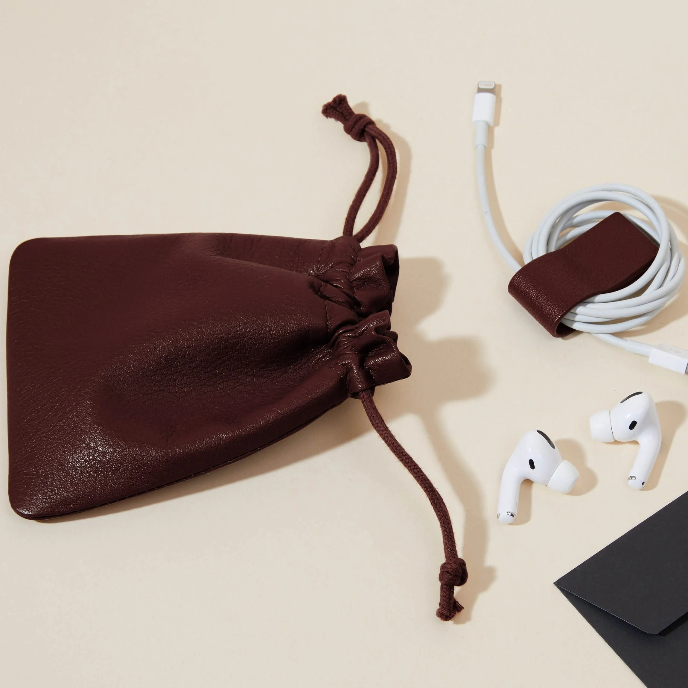 Flat Drawstring Pouch Bordeaux - Image 3