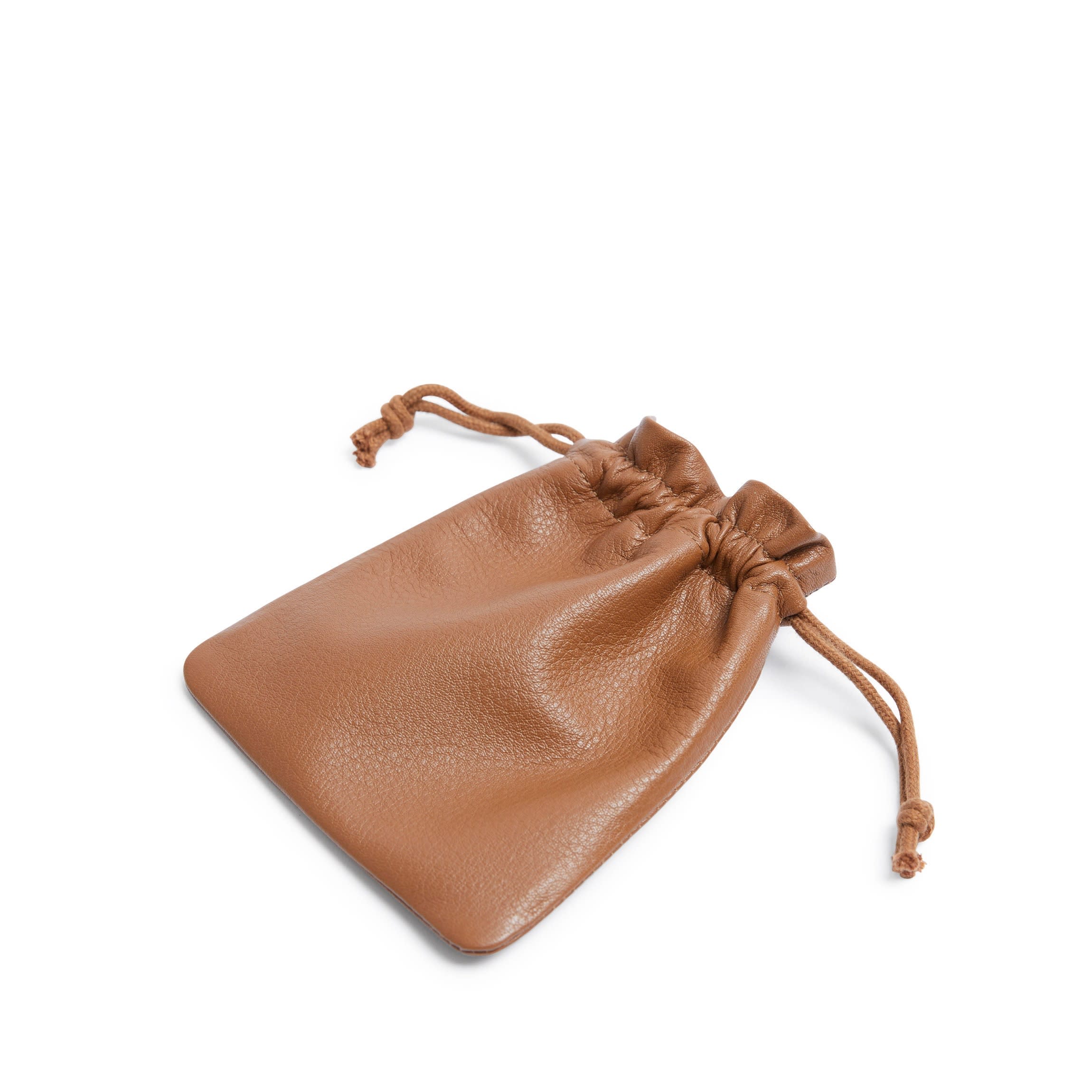 Flat Drawstring Pouch Cognac - Image 4