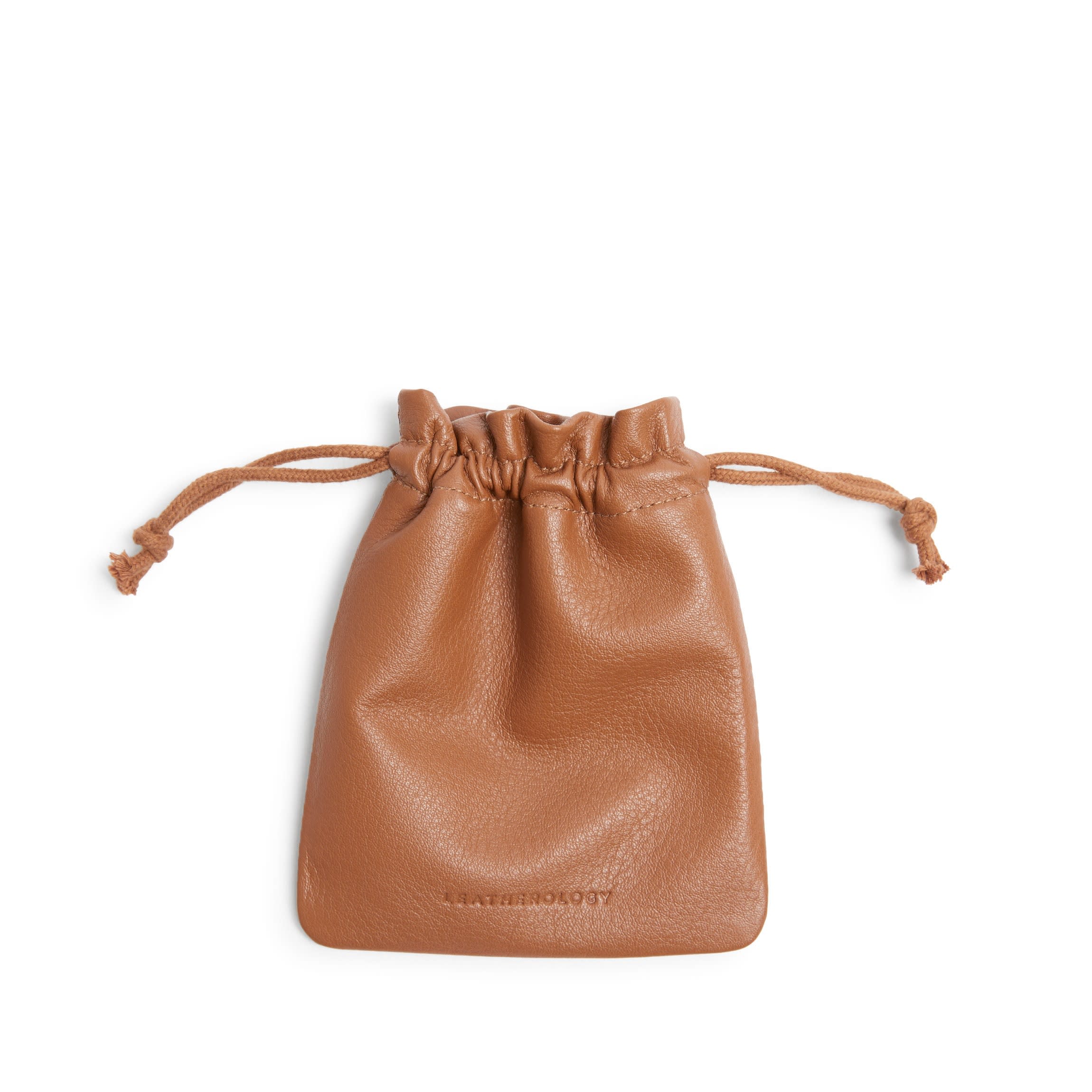 Flat Drawstring Pouch Cognac - Image 5