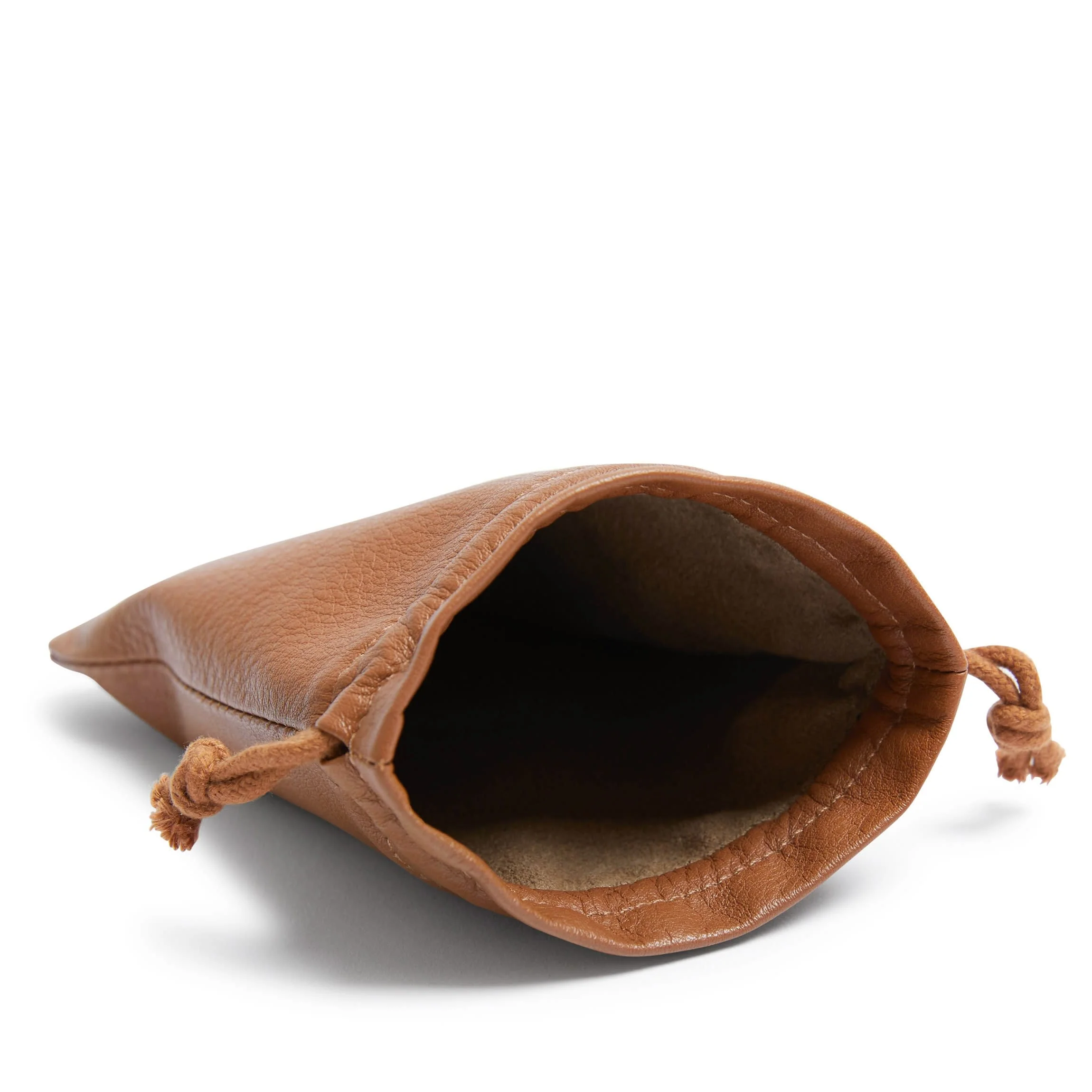 Flat Drawstring Pouch Cognac - Image 6