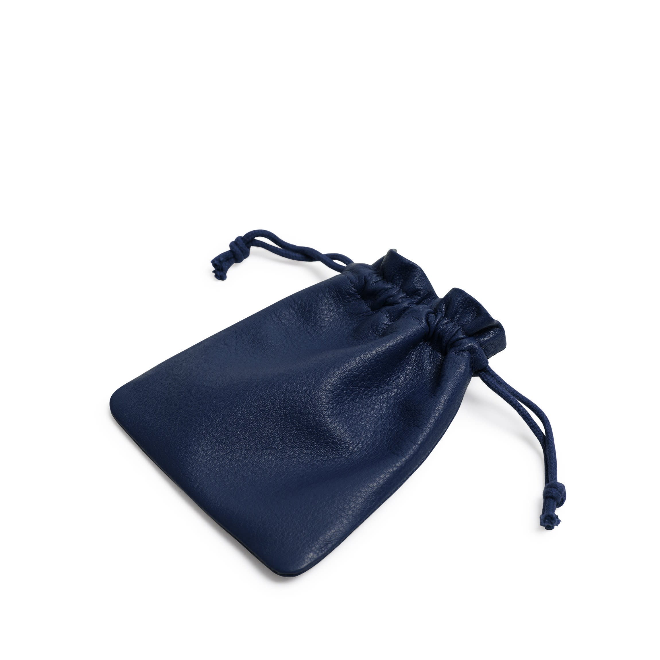 Flat Drawstring Pouch Navy Blue - Image 2