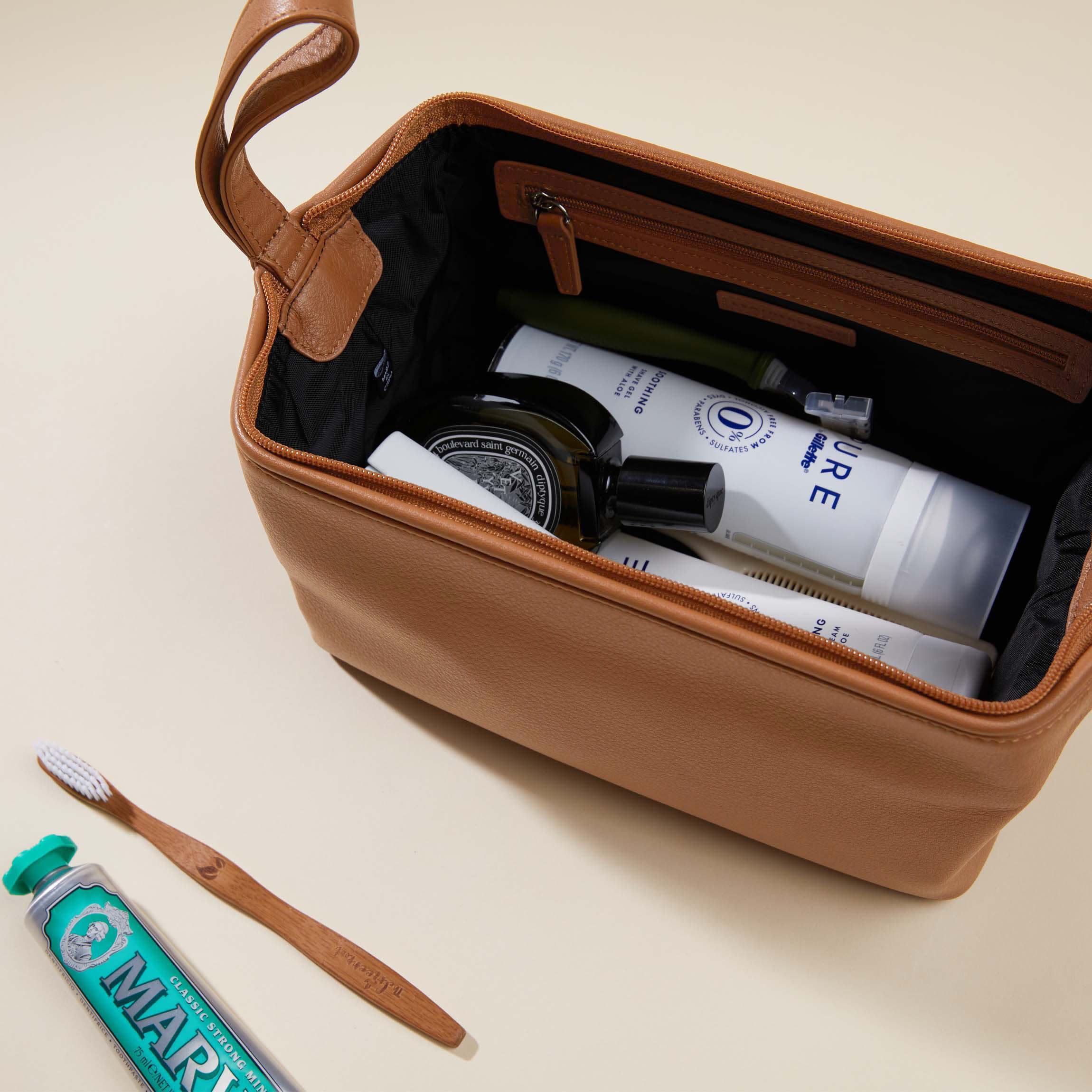 Framed Toiletry Bag Cognac - Image 3