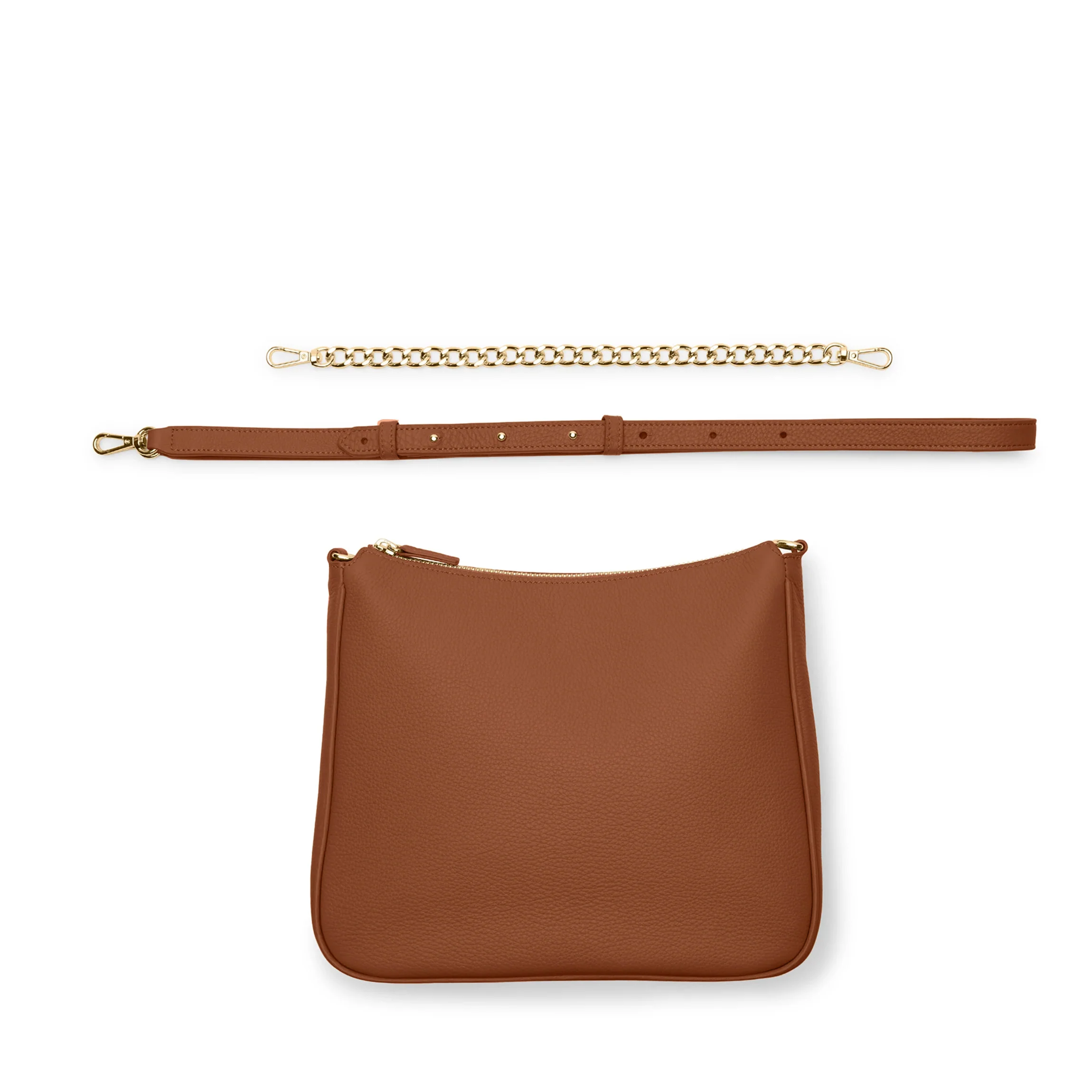 Greta Chain Medium Crossbody Saddle Brown - Image 10