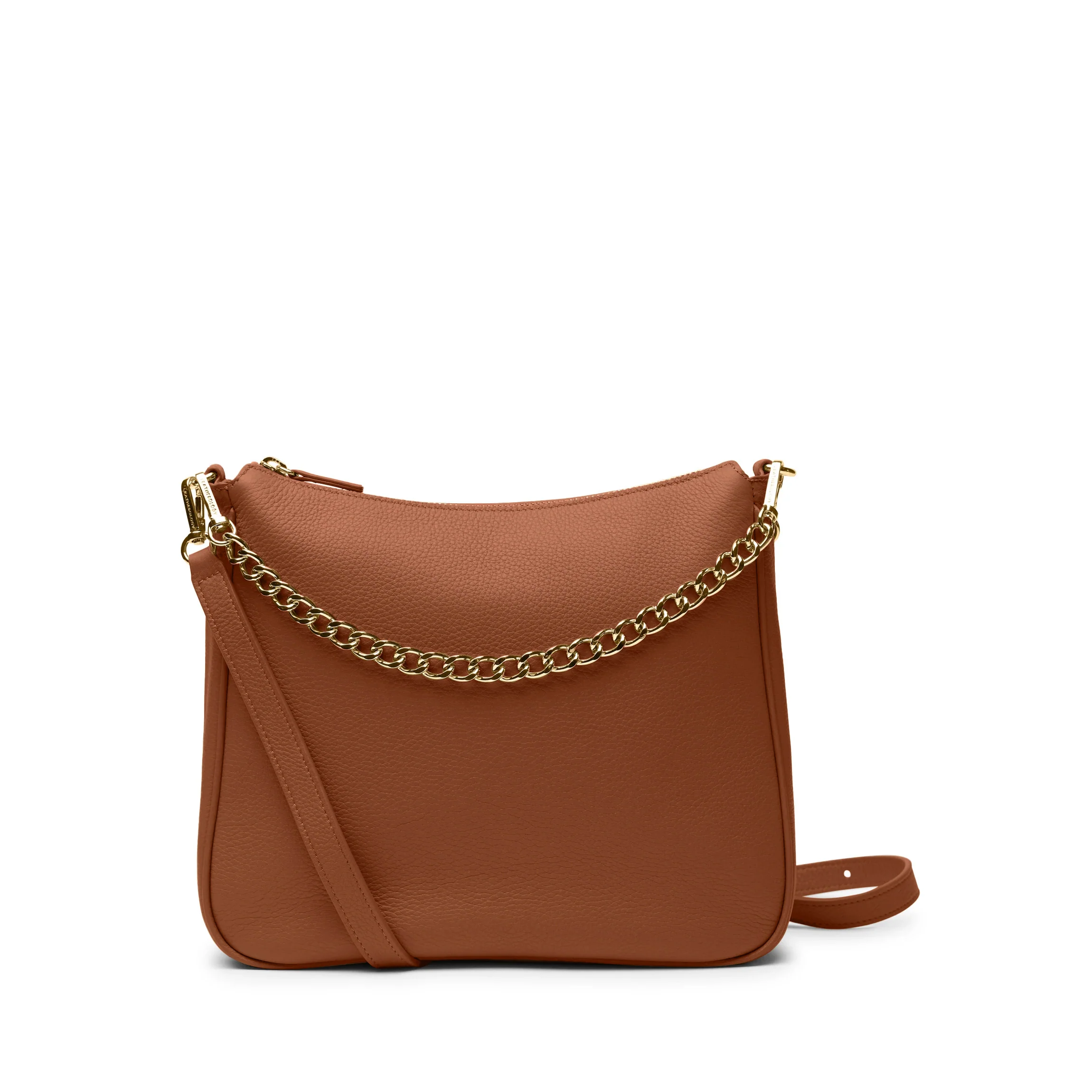Greta Chain Medium Crossbody Saddle Brown - Image 5