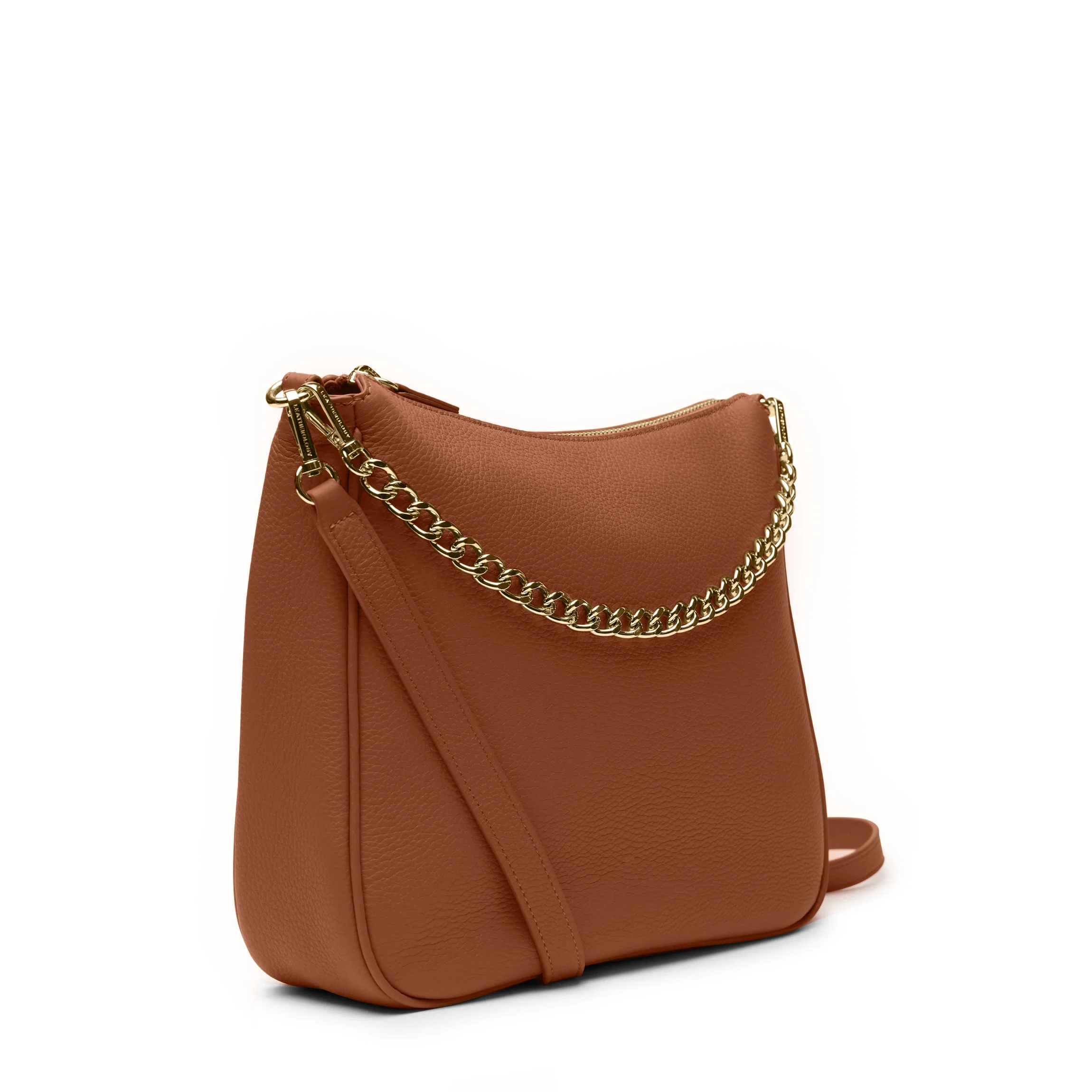 Greta Chain Medium Crossbody Saddle Brown - Image 6
