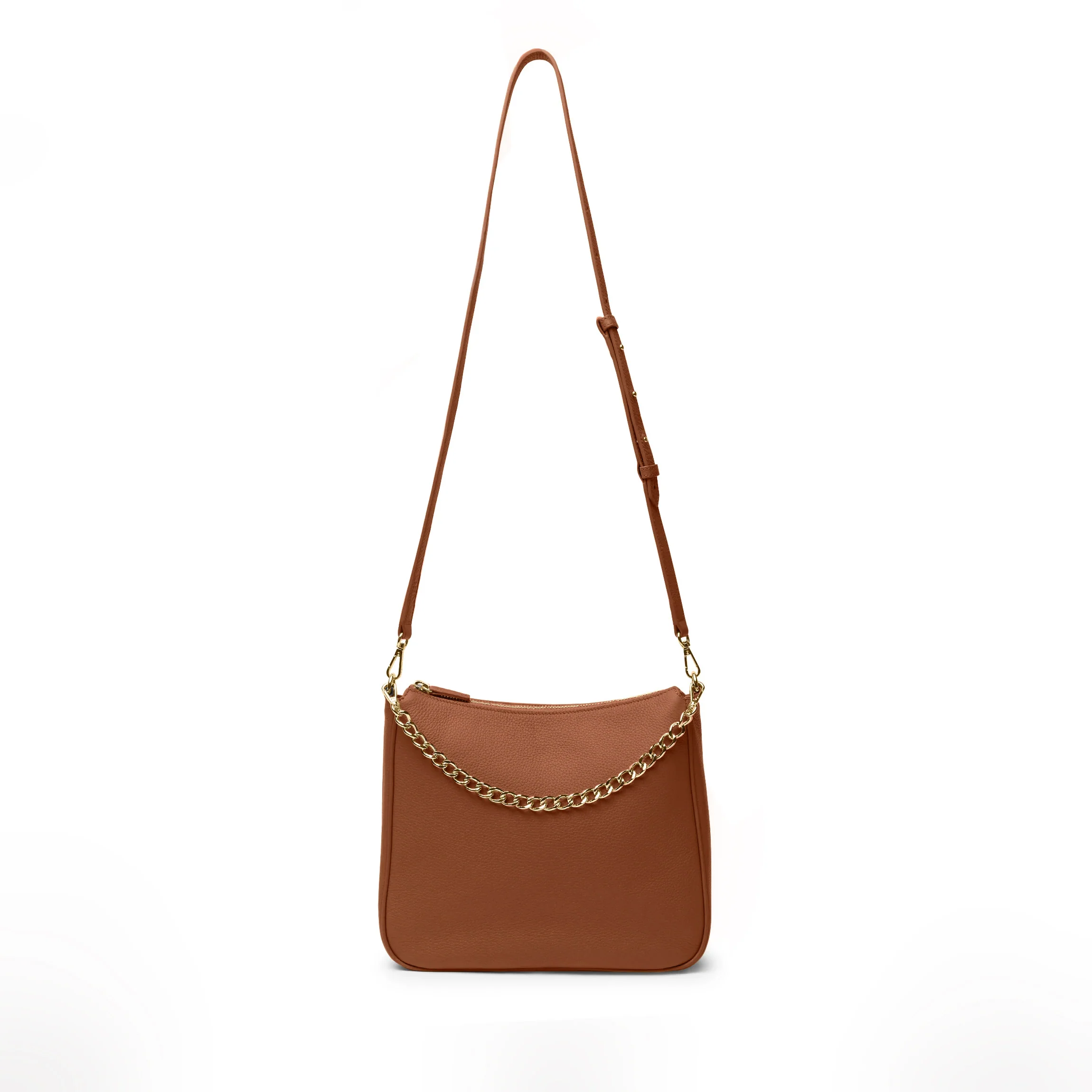 Greta Chain Medium Crossbody Saddle Brown - Image 8