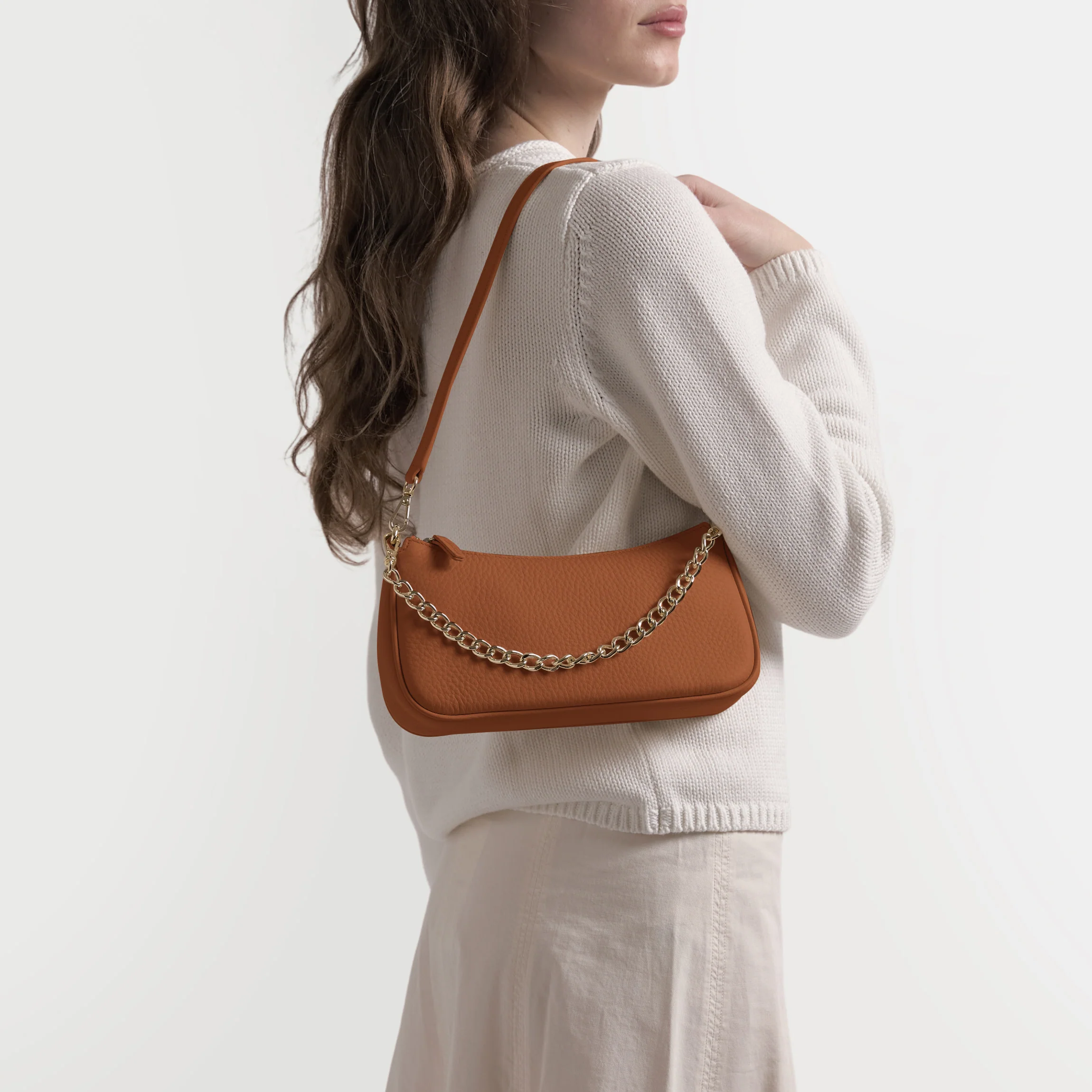 Greta Chain Small Pochette Saddle Brown - Image 3