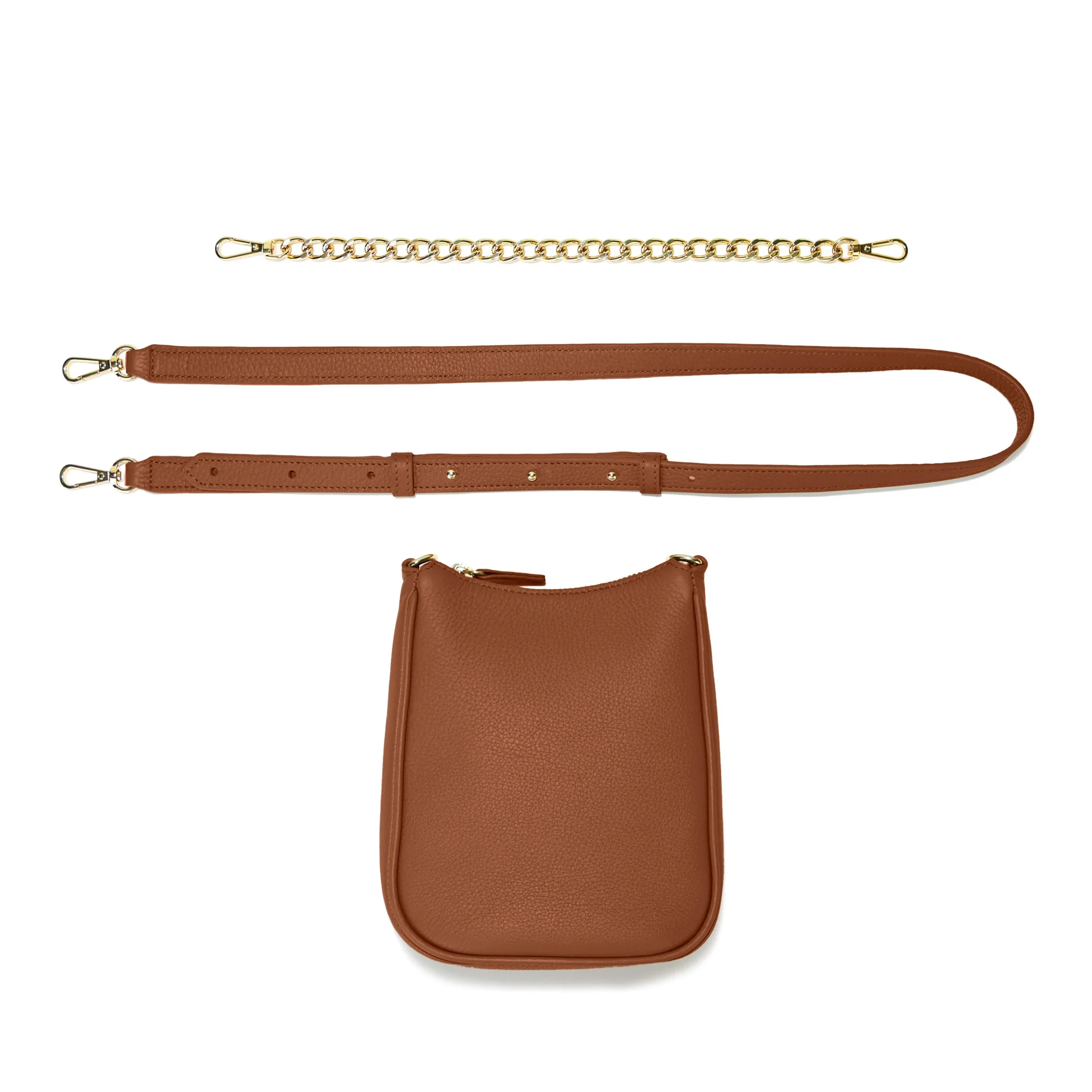 Greta Chain Vertical Sling Saddle Brown - Image 10