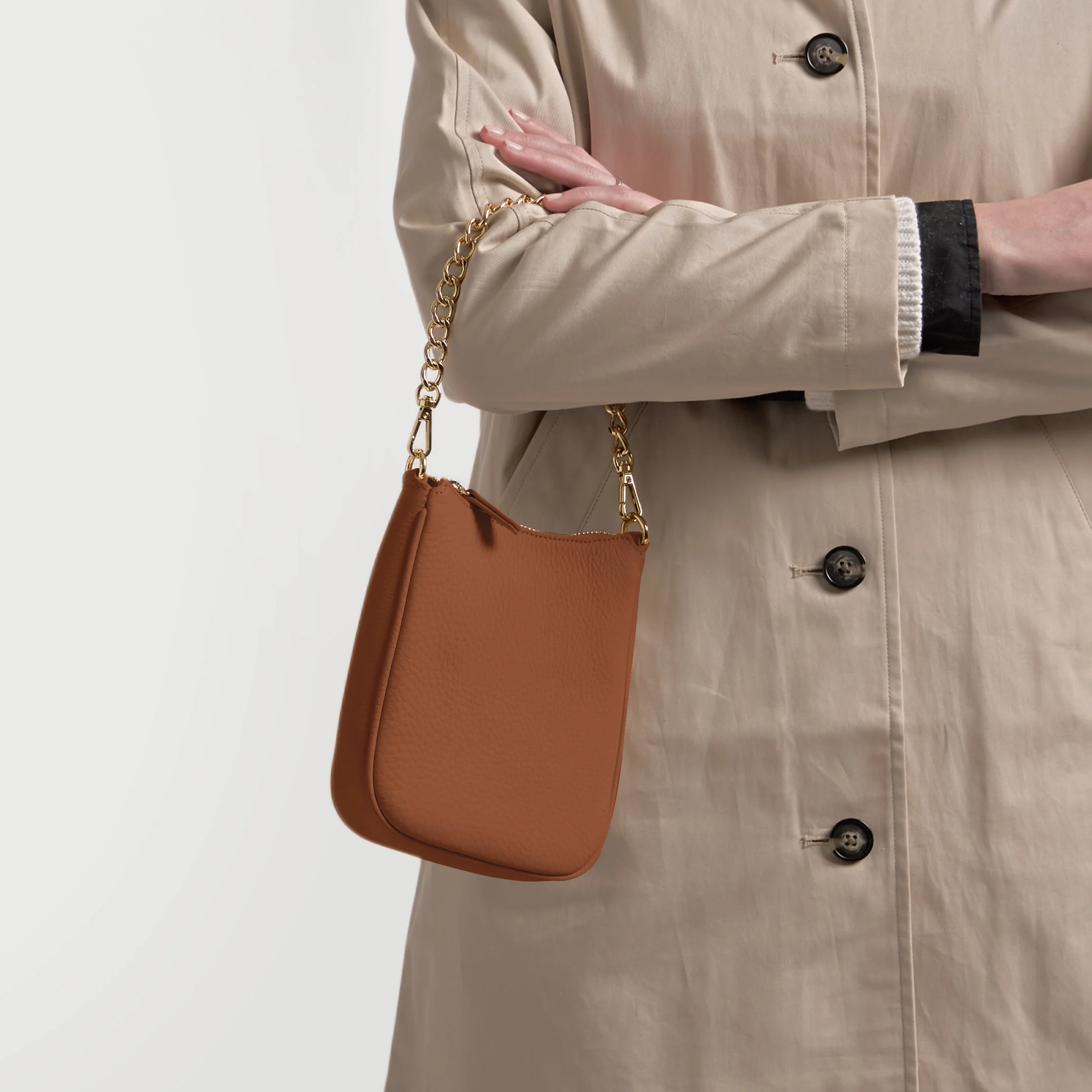 Greta Chain Vertical Sling Saddle Brown - Image 4