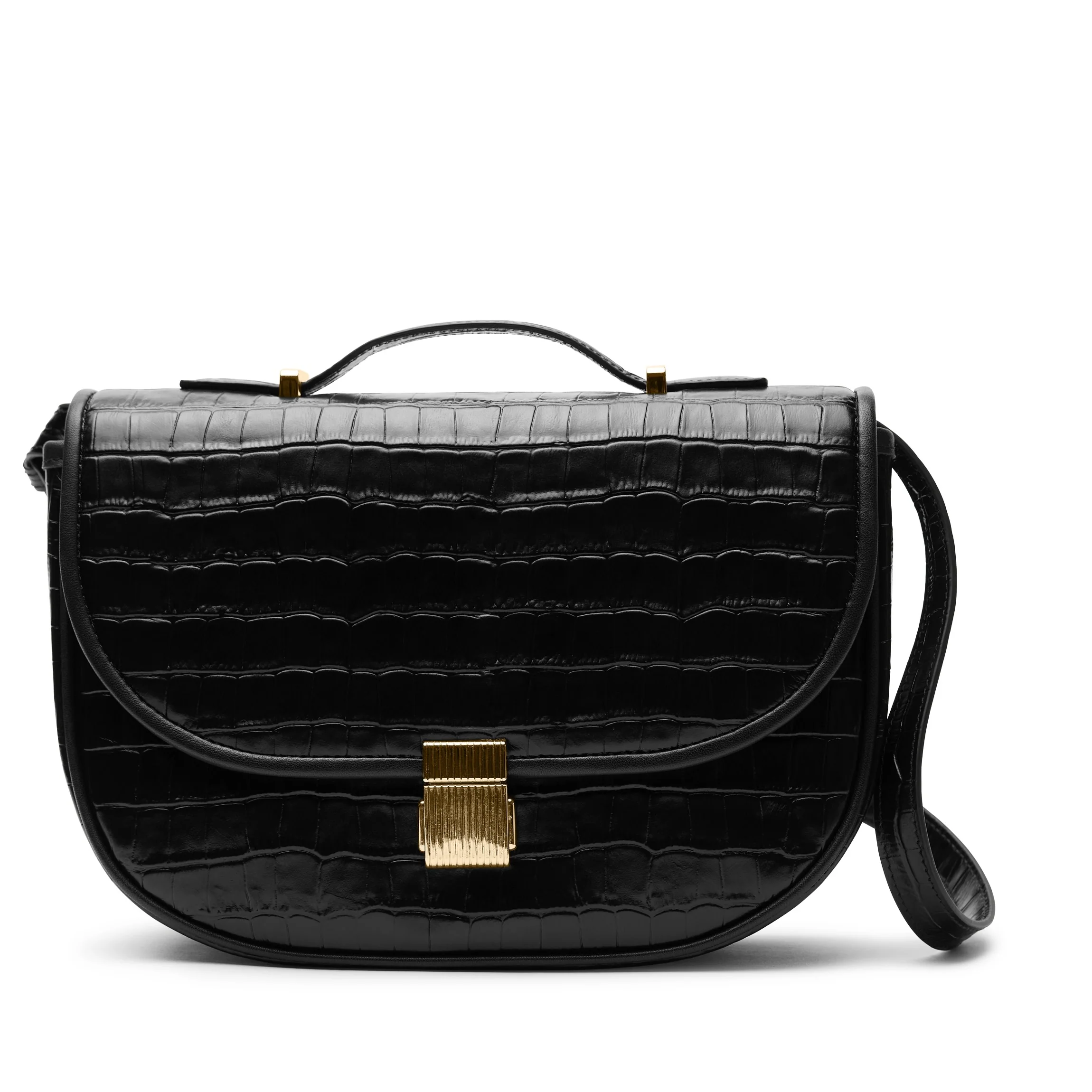 Katy Medium Saddle Bag Black Croc