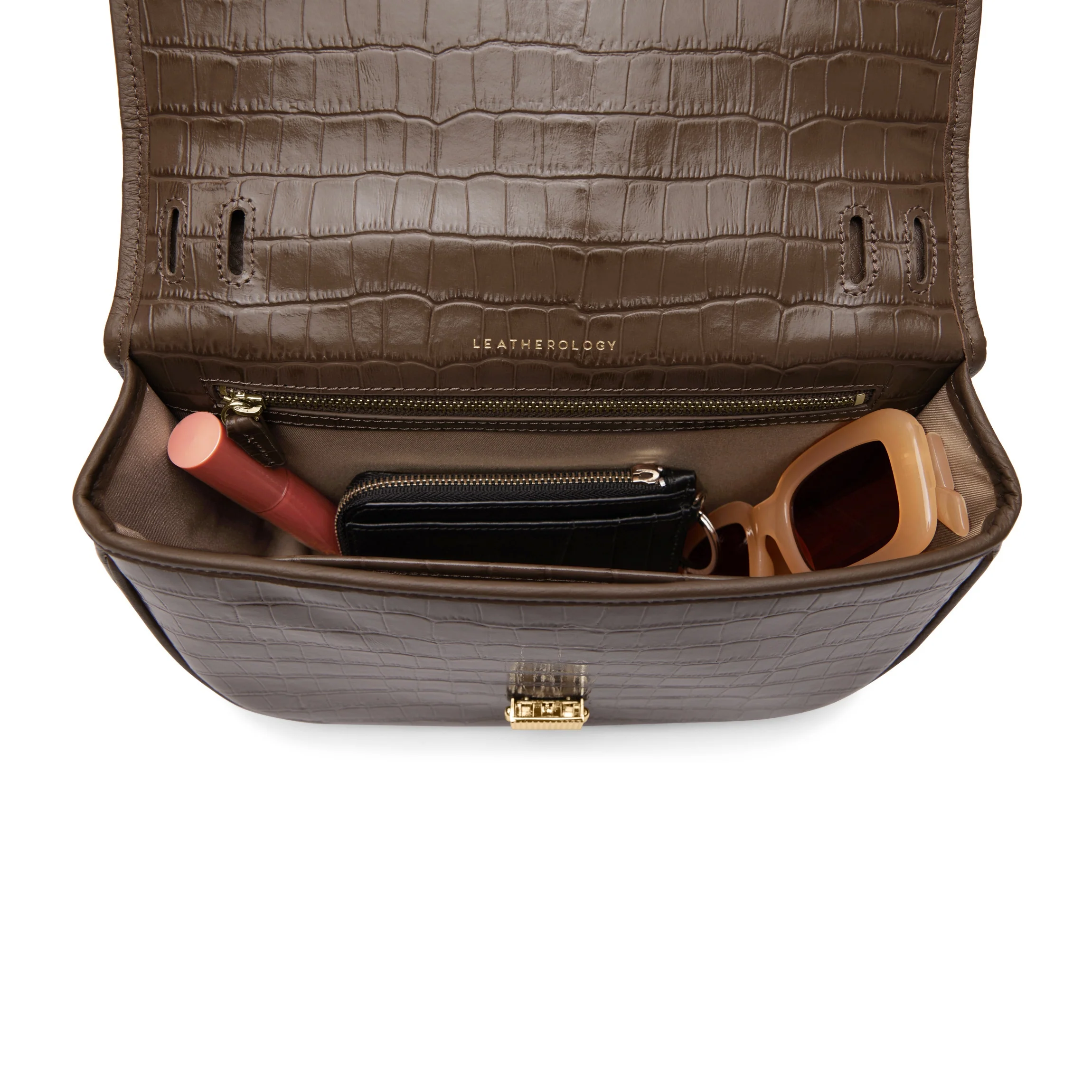 Katy Medium Saddle Bag Cocoa Croc - Image 7