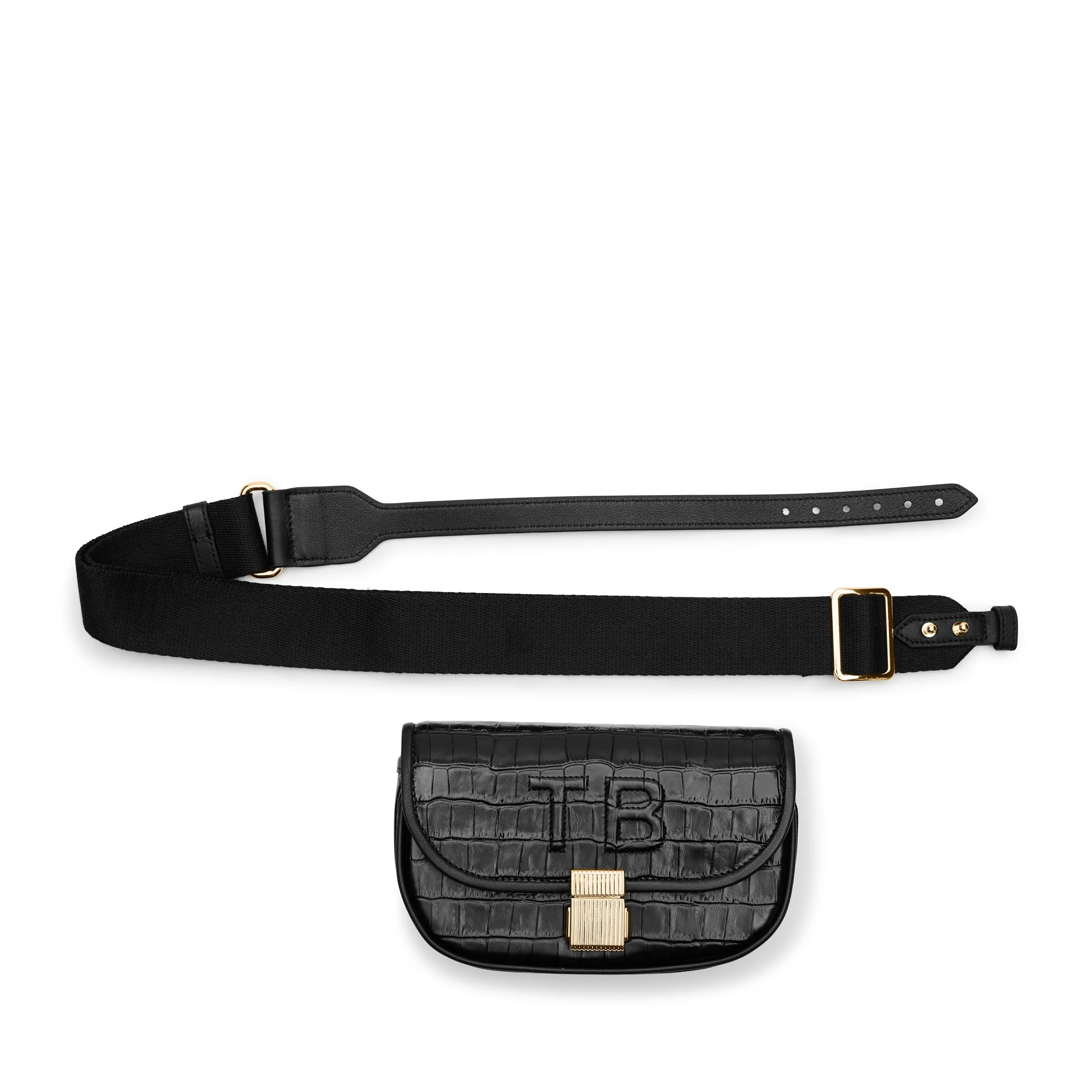 Katy Mini Belt Bag Black Croc - Image 9