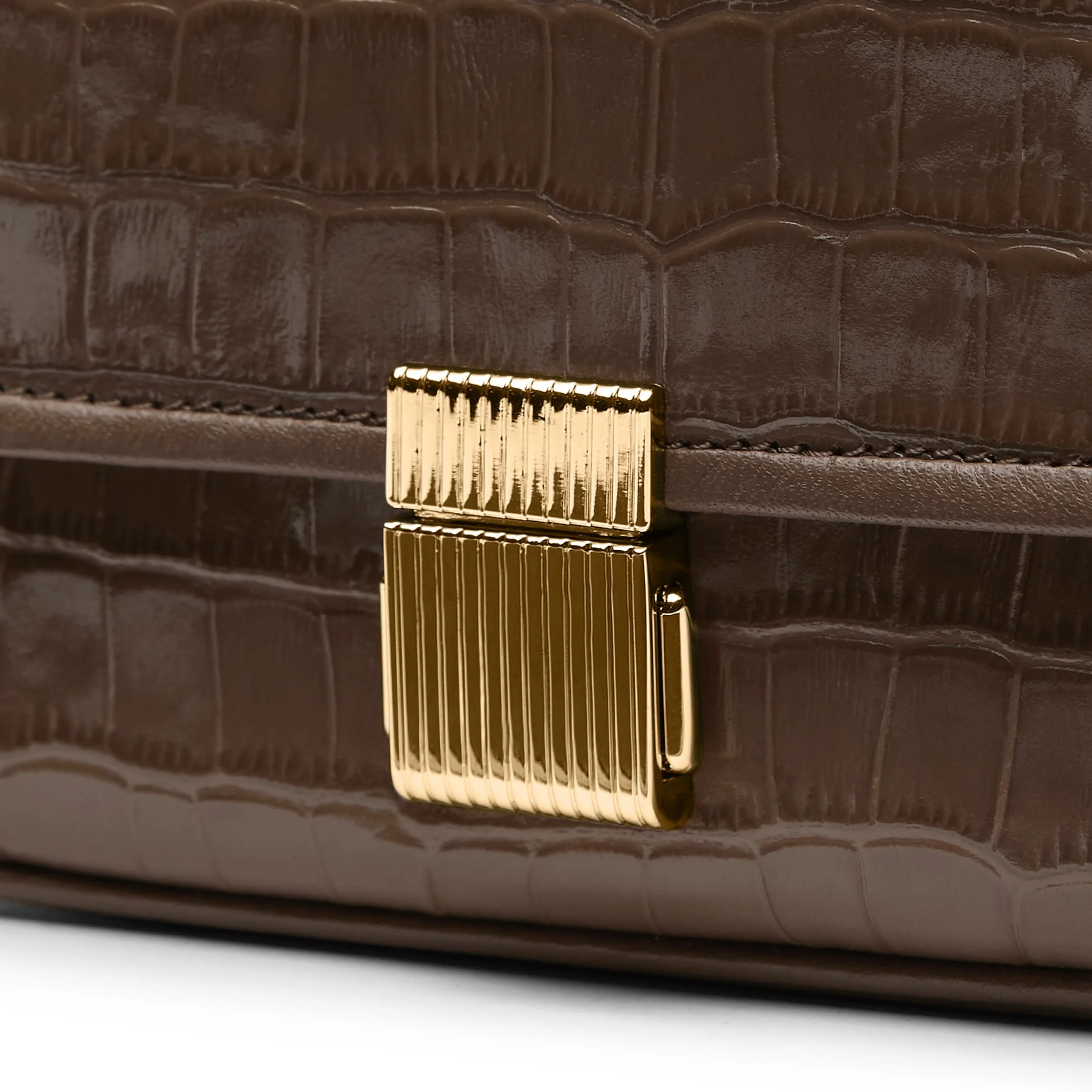 Katy Small Saddle Crossbody Cocoa Croc - Image 7