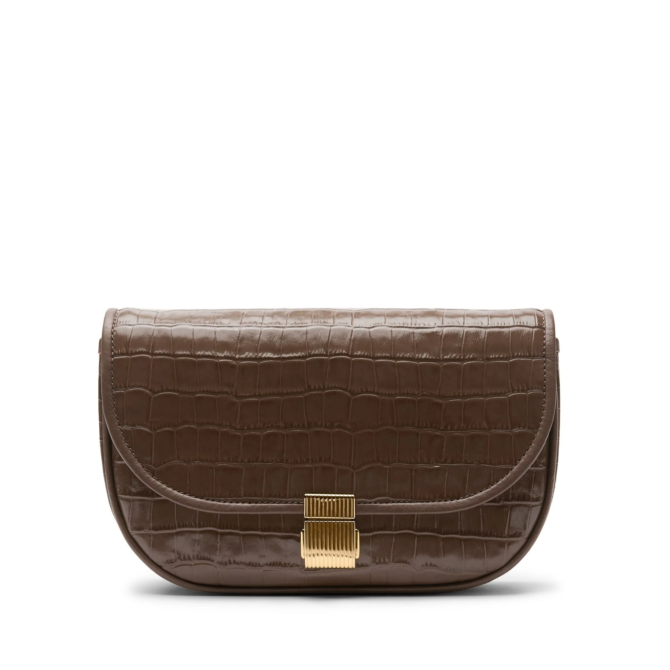 Katy Small Saddle Crossbody Cocoa Croc - Image 8