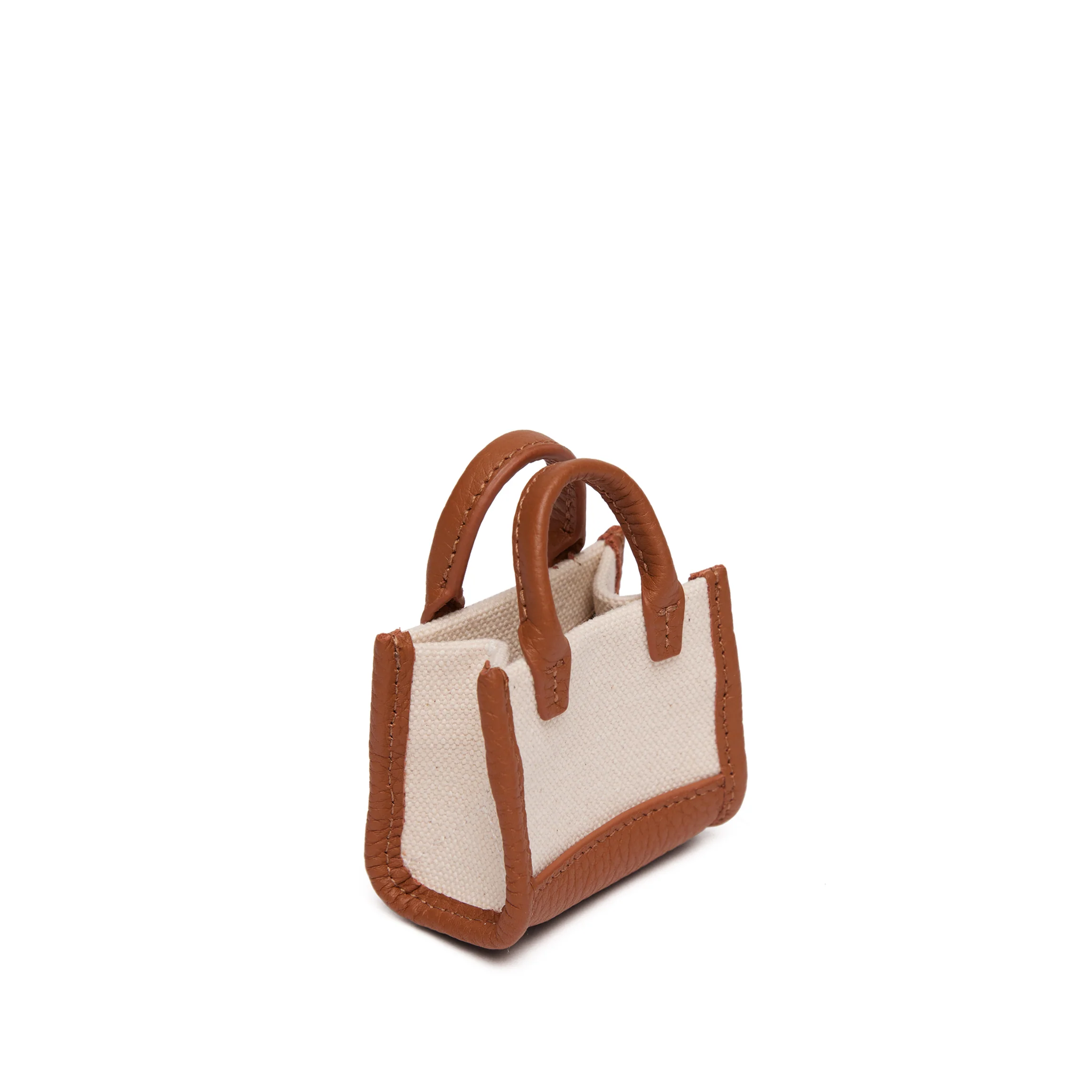 Kress Itty Bitty Bag Charm Natural Canvas/Saddle Brown - Image 3